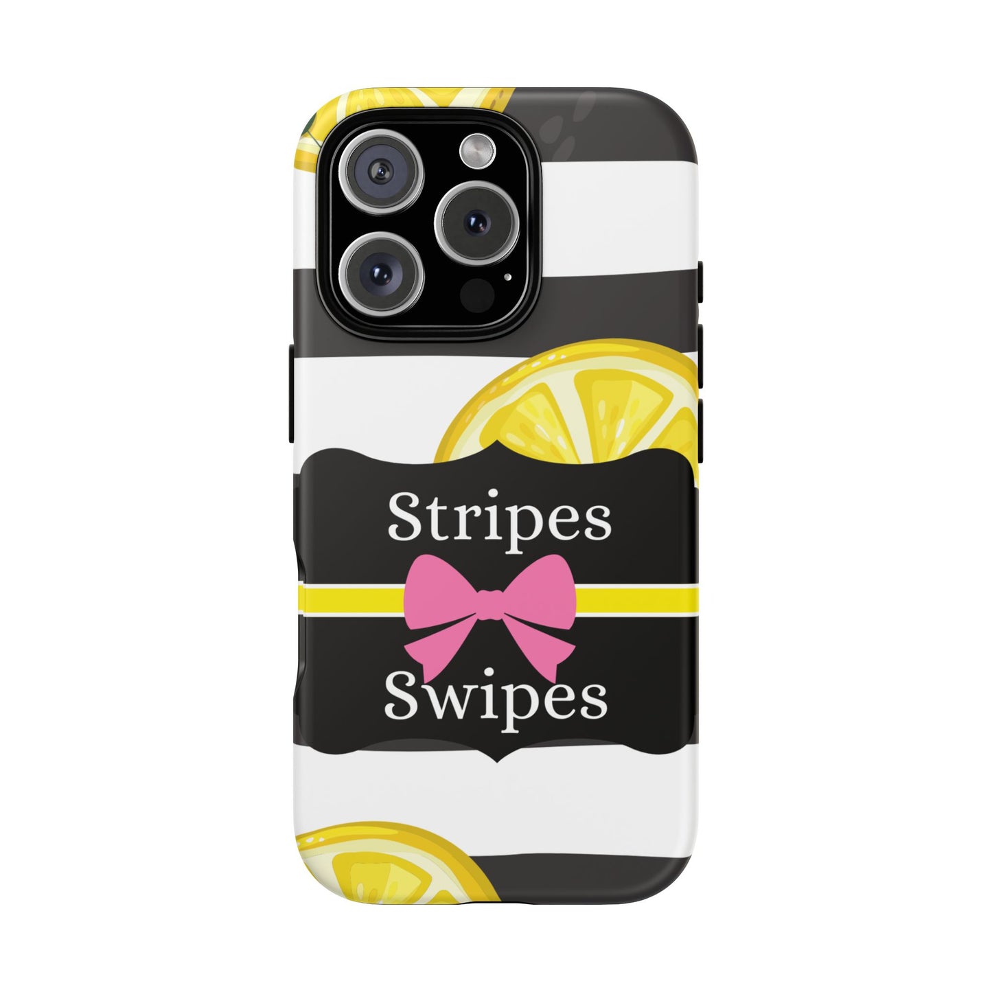 Phone Case iPhone 16/15/14 - Lemony Stripes & Swipes Tough Case