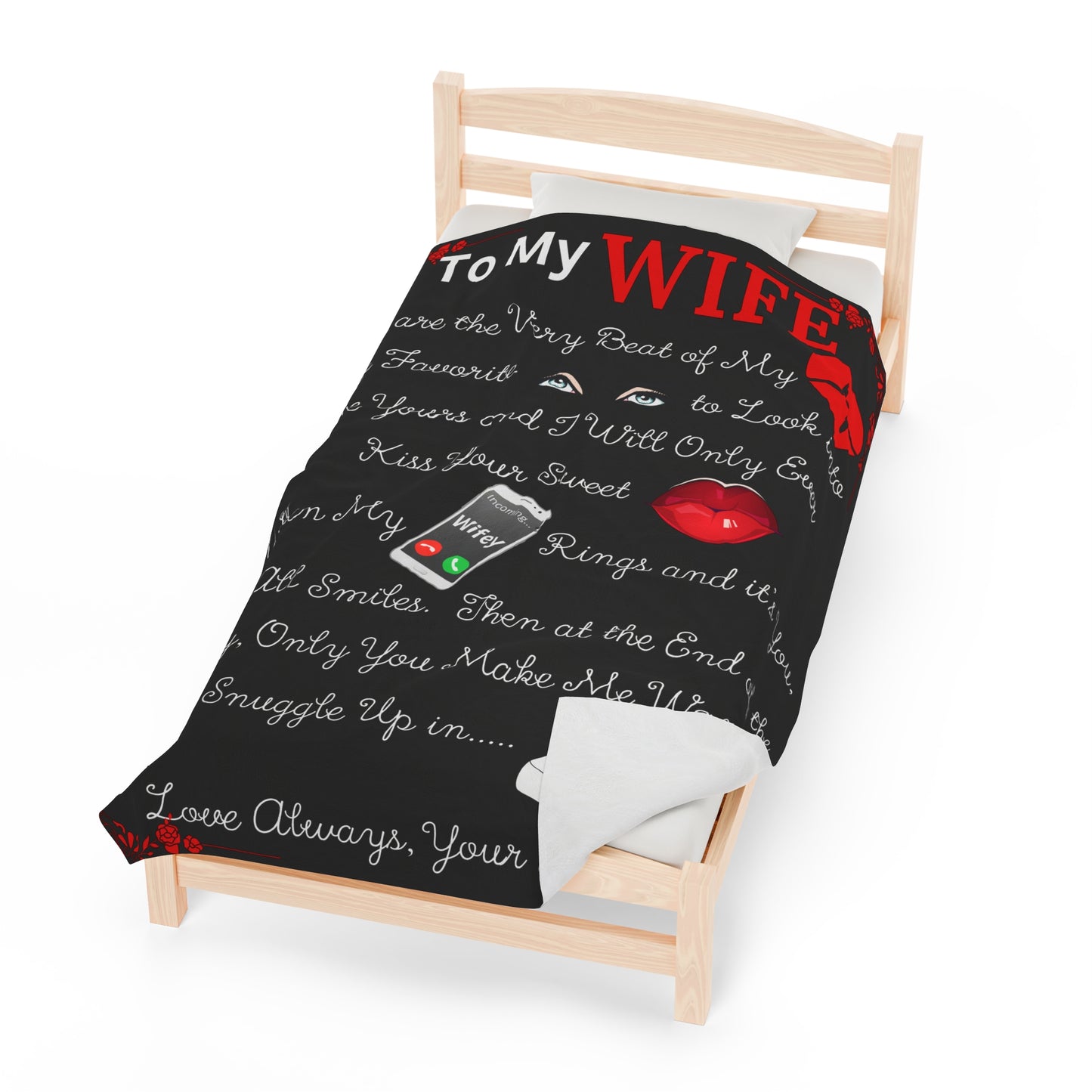 To My Wife Blanket - Black Velveteen Plush 60x80