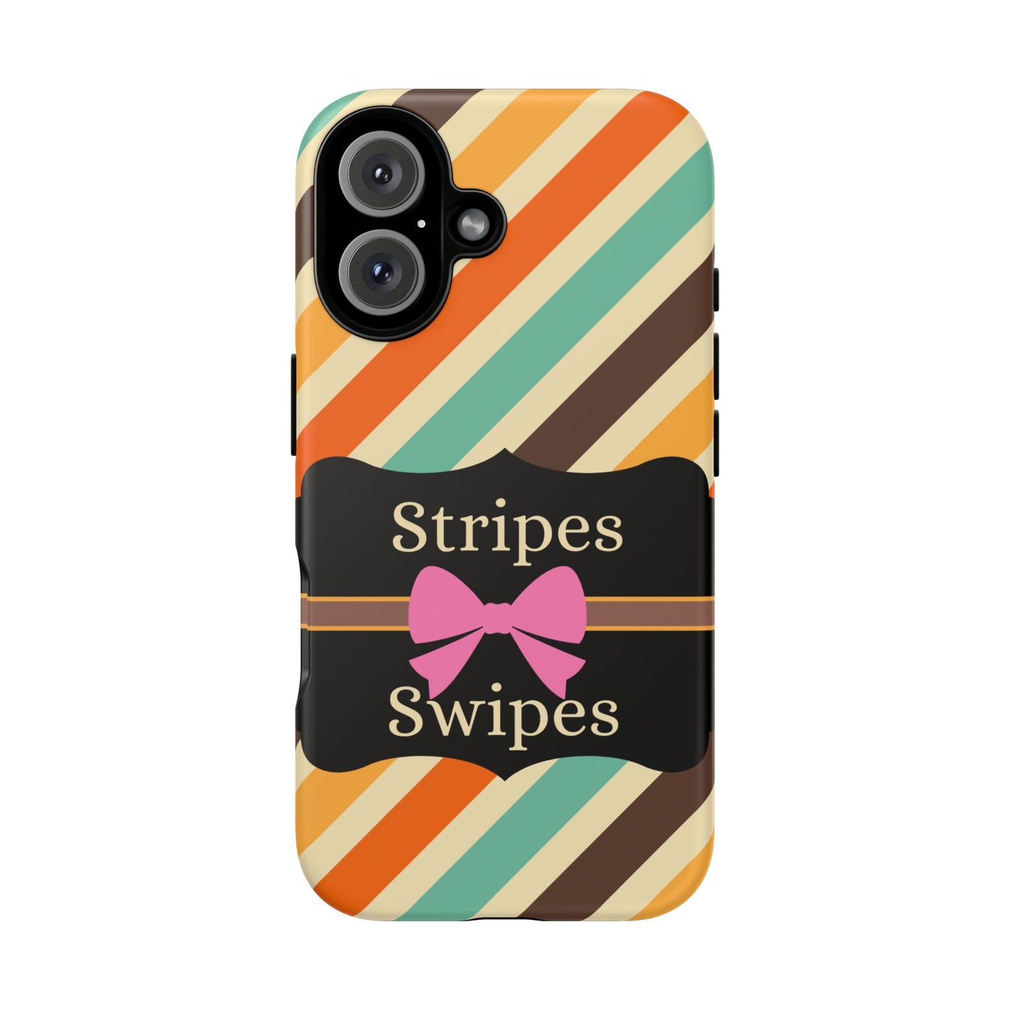 Phone Case iPhone 16/15/14 - Diagonal Retro Stripes & Swipes Tough Case