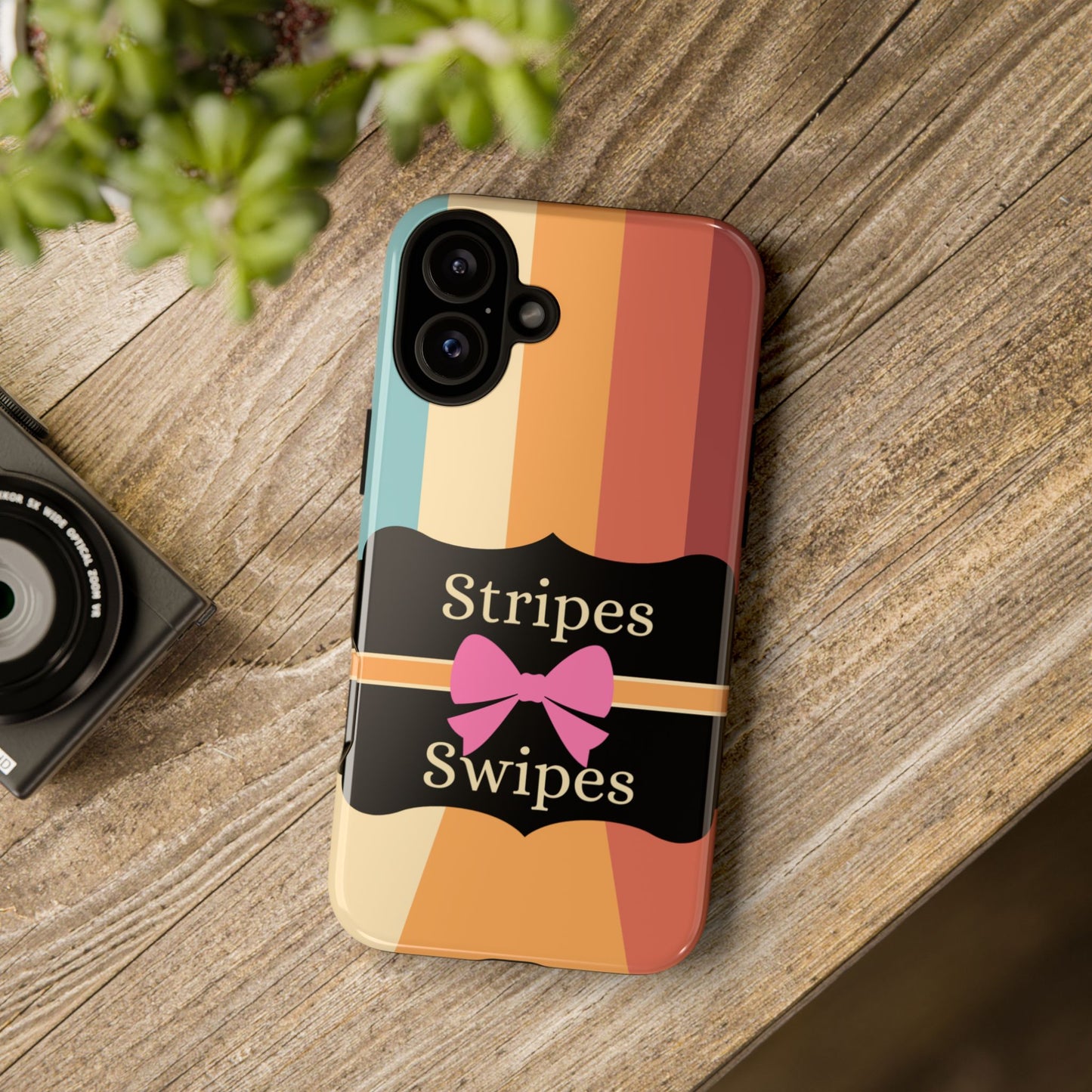 Phone Case iPhone 16/15/14 - Wall/Floor Stripes & Swipes Tough Case