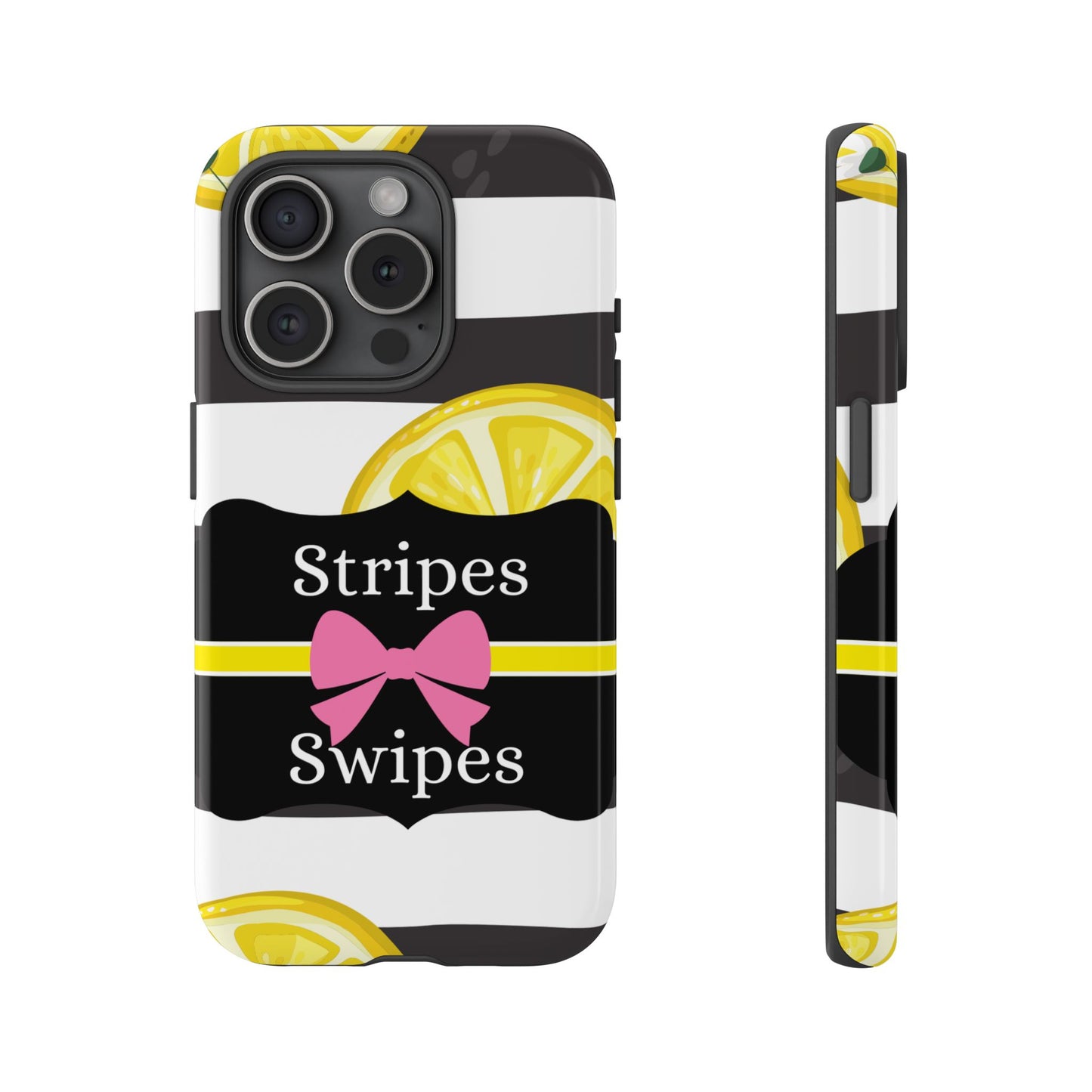 Phone Case iPhone 16/15/14 - Lemony Stripes & Swipes Tough Case