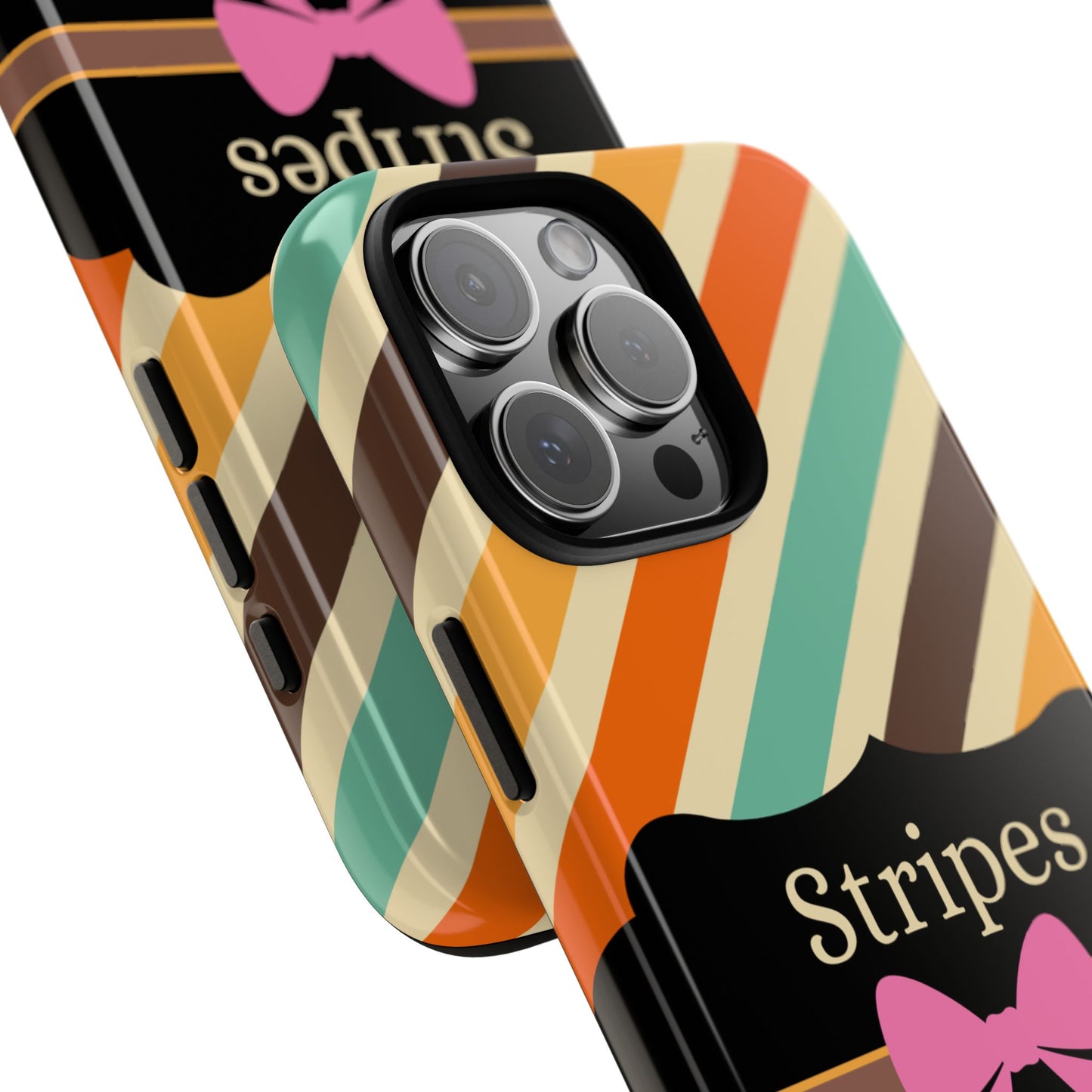 Phone Case iPhone 16/15/14 - Diagonal Retro Stripes & Swipes Tough Case