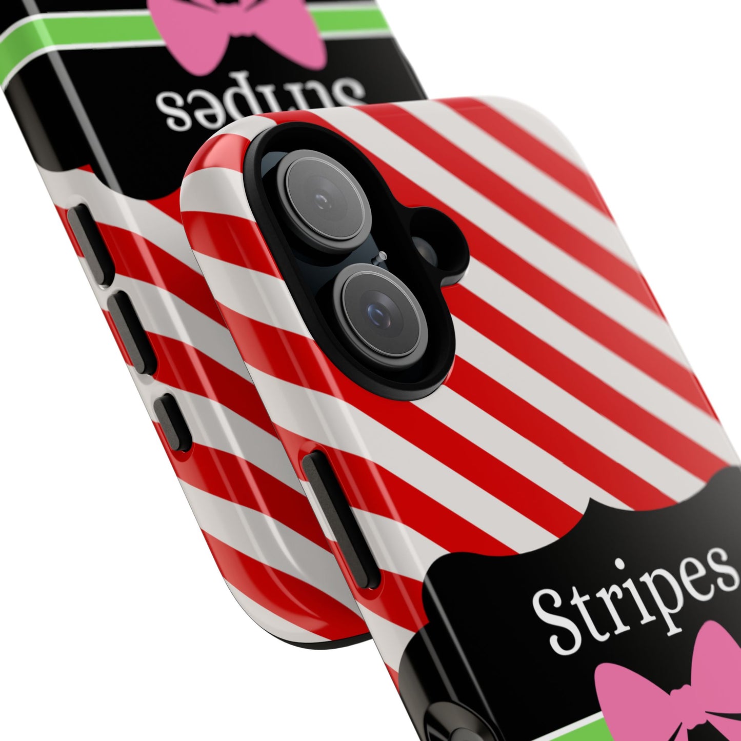 Phone Case iPhone 16/15/14 - Diagonal Red/White Stripes & Swipes Tough Case