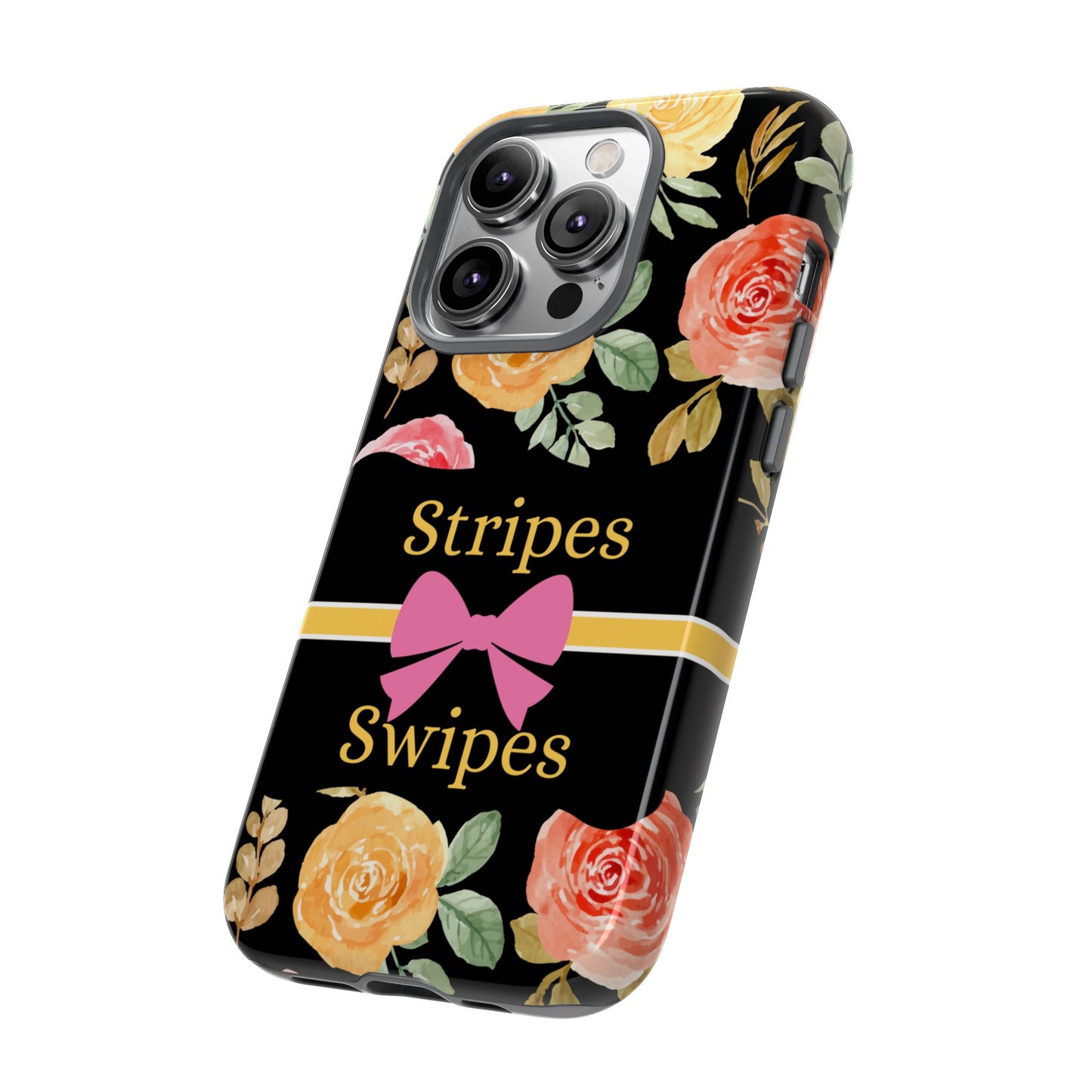 Phone Case iPhone 16/15/14 - Flowers Stripes & Swipes Tough Case