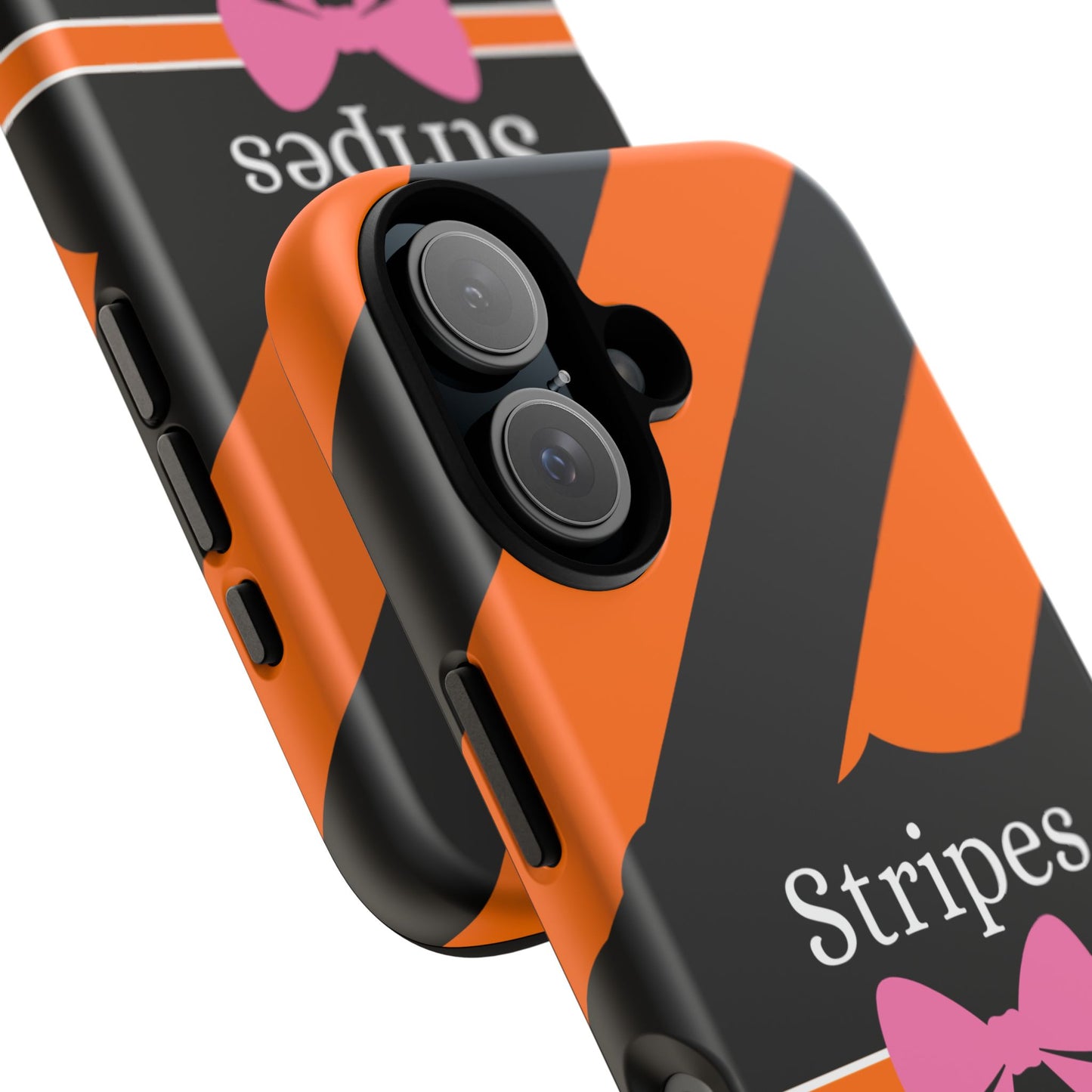 Phone Case iPhone 16/15/14 - Orange/Black Stripes & Swipes Tough Case