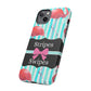 Phone Case iPhone 16/15/14 - Flamingo Stripes & Swipes Tough Case