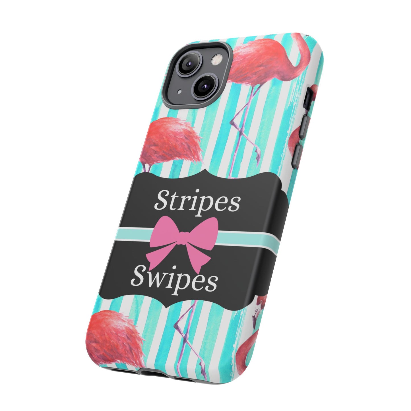 Phone Case iPhone 16/15/14 - Flamingo Stripes & Swipes Tough Case