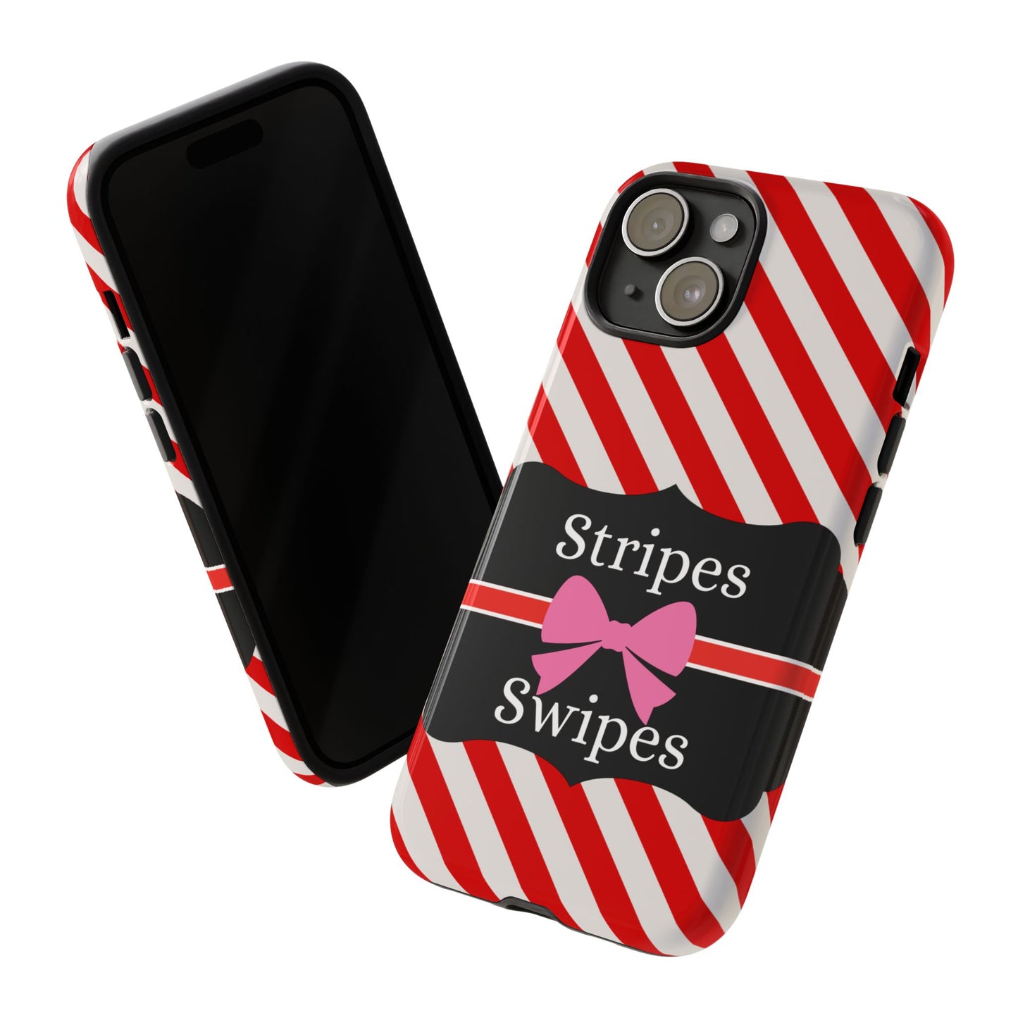 Phone Case iPhone 16/15/14 - Red/White Stripes & Swipes Tough Case