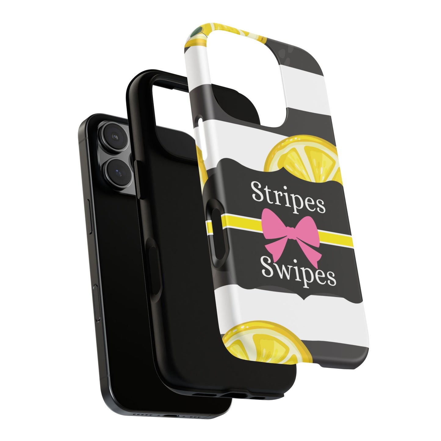 Phone Case iPhone 16/15/14 - Lemony Stripes & Swipes Tough Case