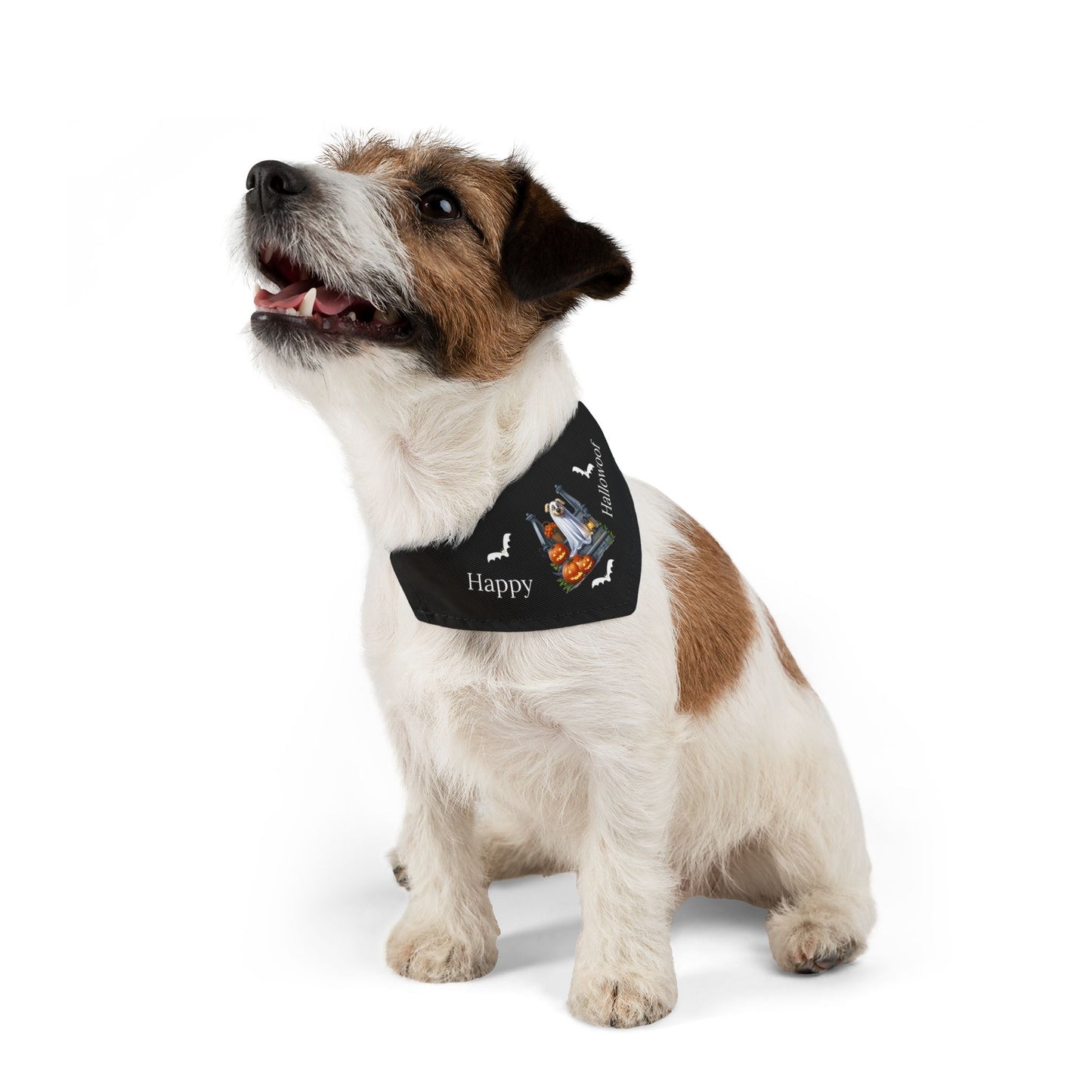 Happy "Hallowoof" - SMALL Pet Bandana Collar BLACK 01