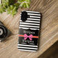 Phone Case iPhone 16/15/14 -Black/White/Red Stripes & Swipes Tough Case
