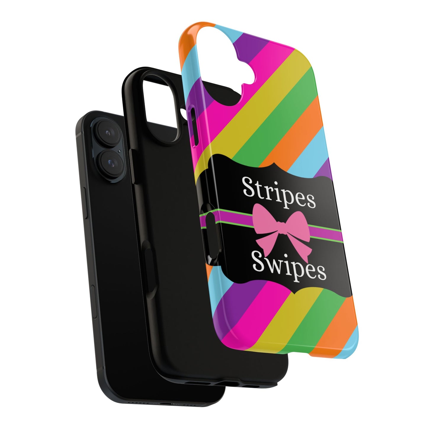 Phone Case iPhone 16/15/14 - Diagonal Vivid Stripes & Swipes Tough Case