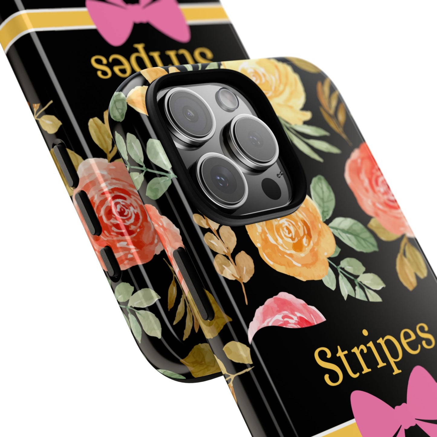 Phone Case iPhone 16/15/14 - Flowers Stripes & Swipes Tough Case