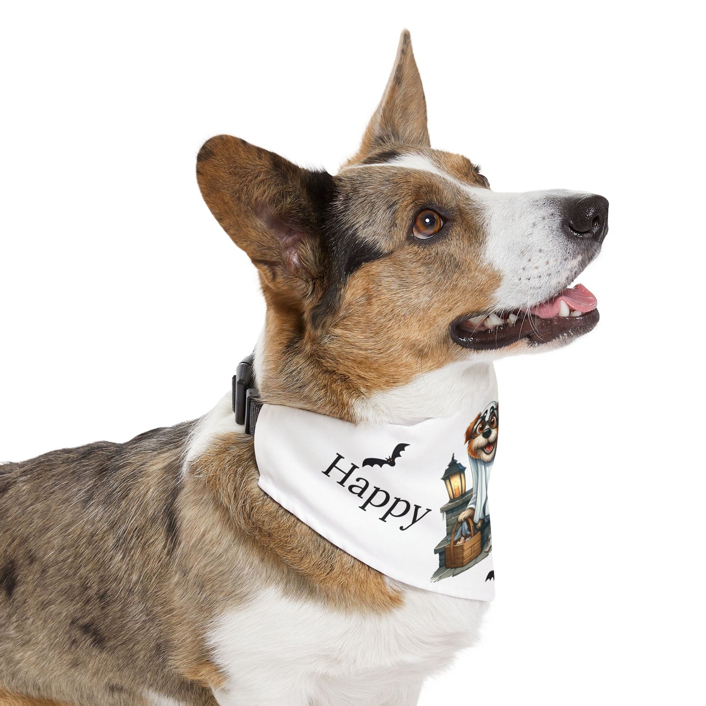 Happy "Hallowoof" - EXTRA LARGE Pet Bandana Collar WHITE 05