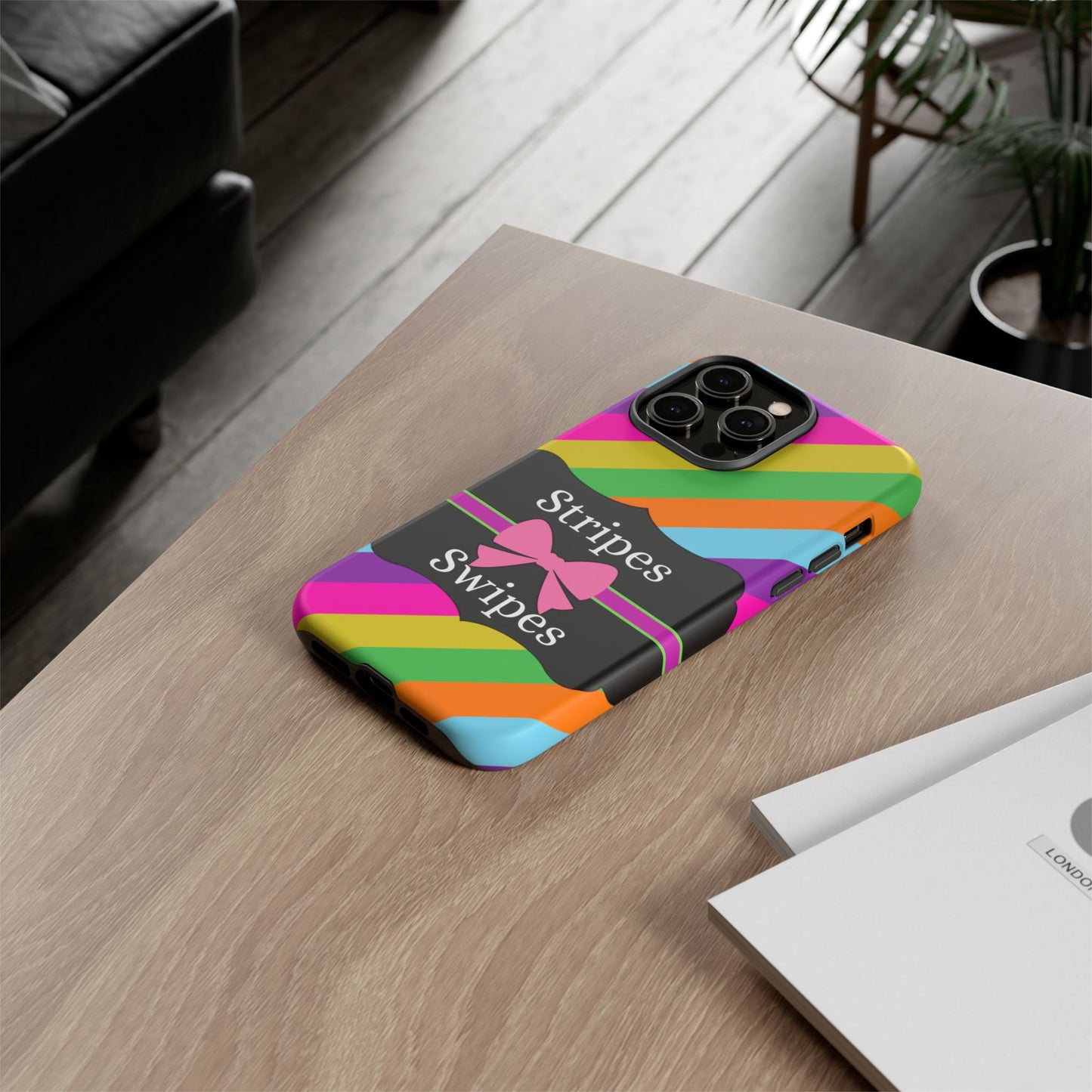 Phone Case iPhone 16/15/14 - Diagonal Vivid Stripes & Swipes Tough Case