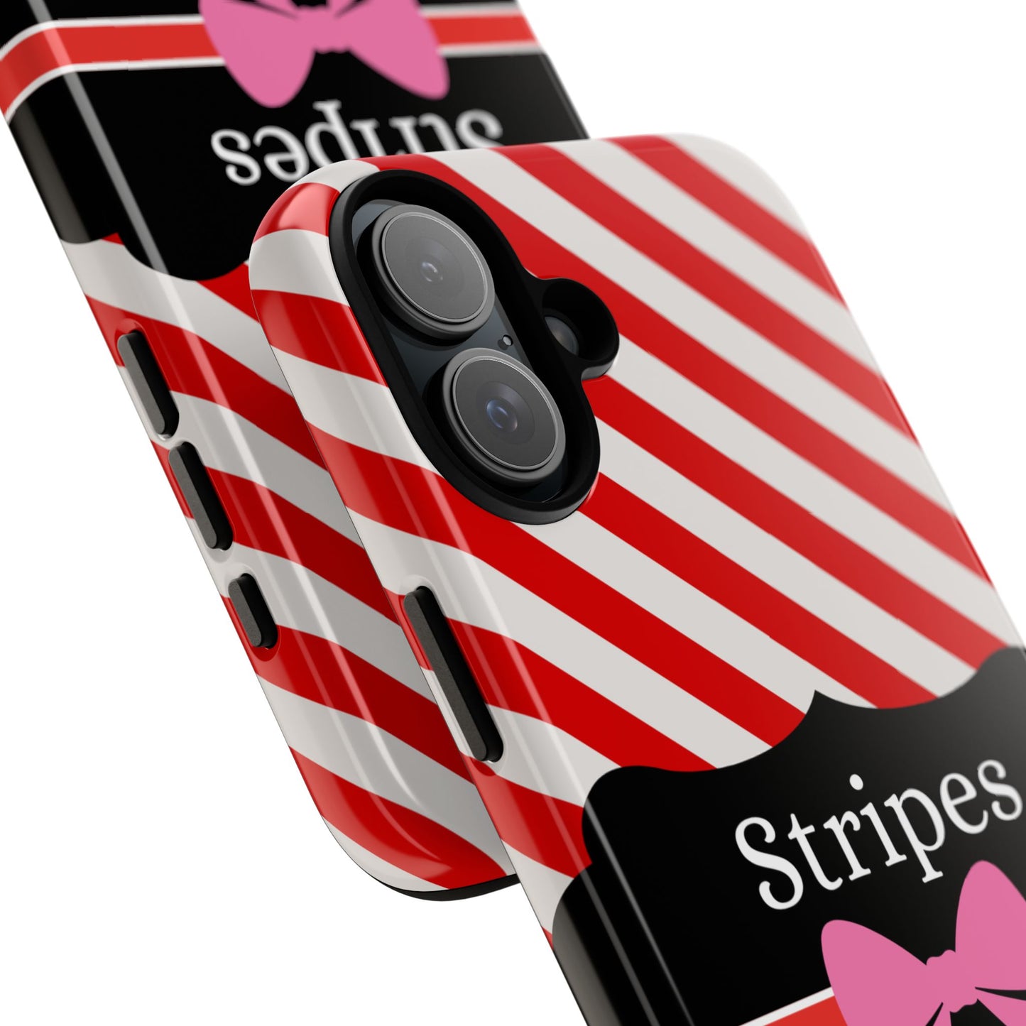 Phone Case iPhone 16/15/14 - Red/White Stripes & Swipes Tough Case