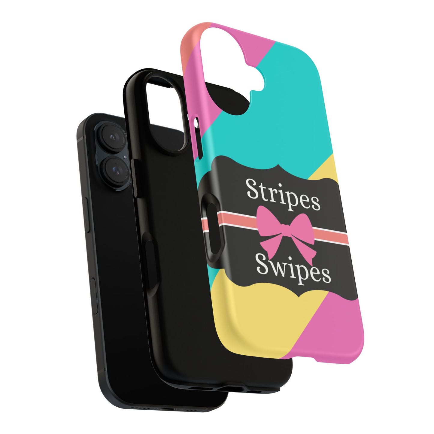 Phone Case iPhone 16/15/14 - Cotton Candy Stripes & Swipes Tough Case