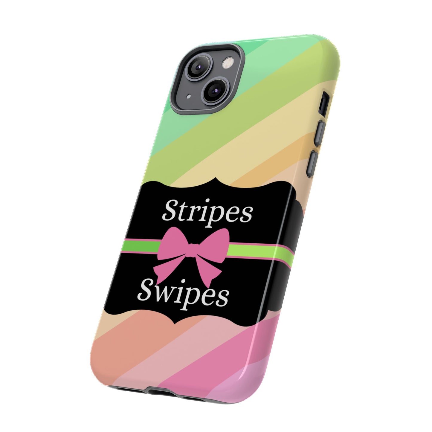 Phone Case iPhone 16/15/14 - Diagonal Pastel Stripes & Swipes Tough Case