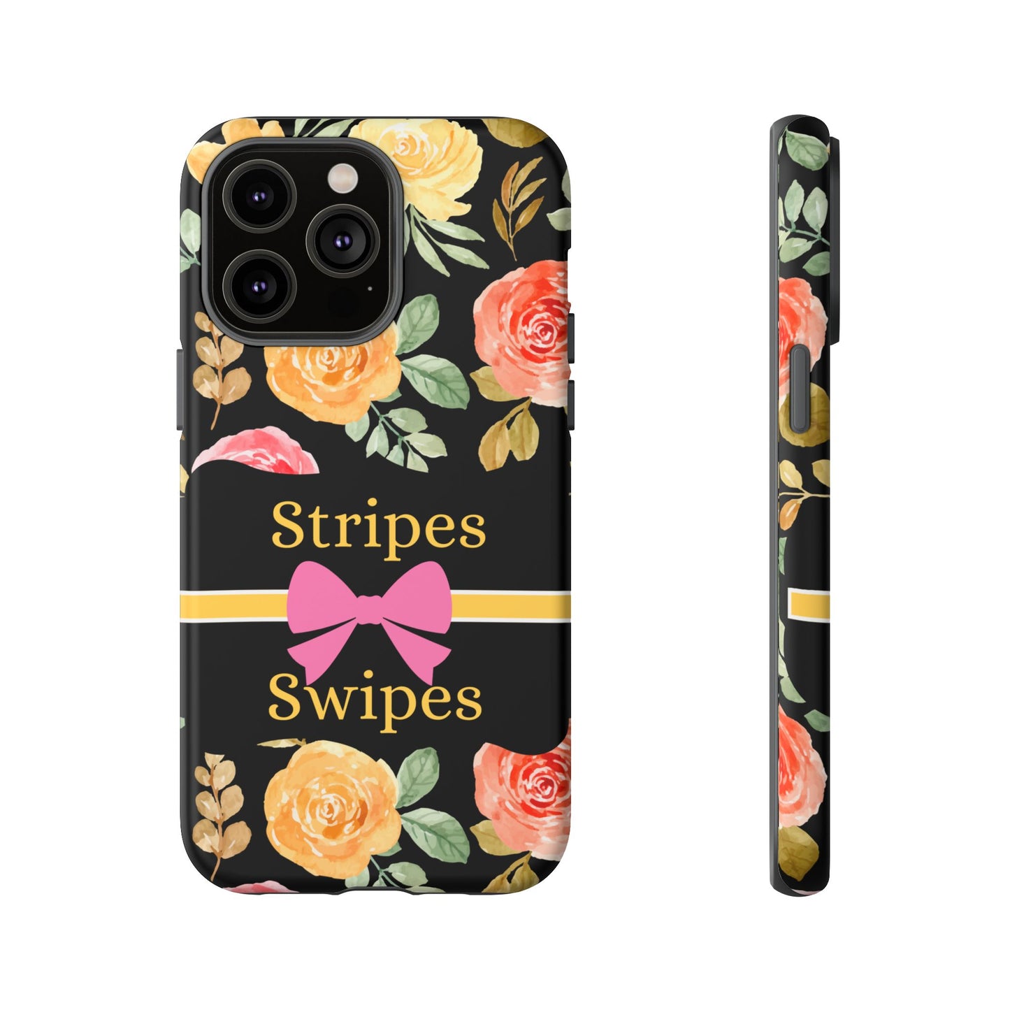 Phone Case iPhone 16/15/14 - Flowers Stripes & Swipes Tough Case