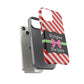 Phone Case iPhone 16/15/14 - Diagonal Red/White Stripes & Swipes Tough Case