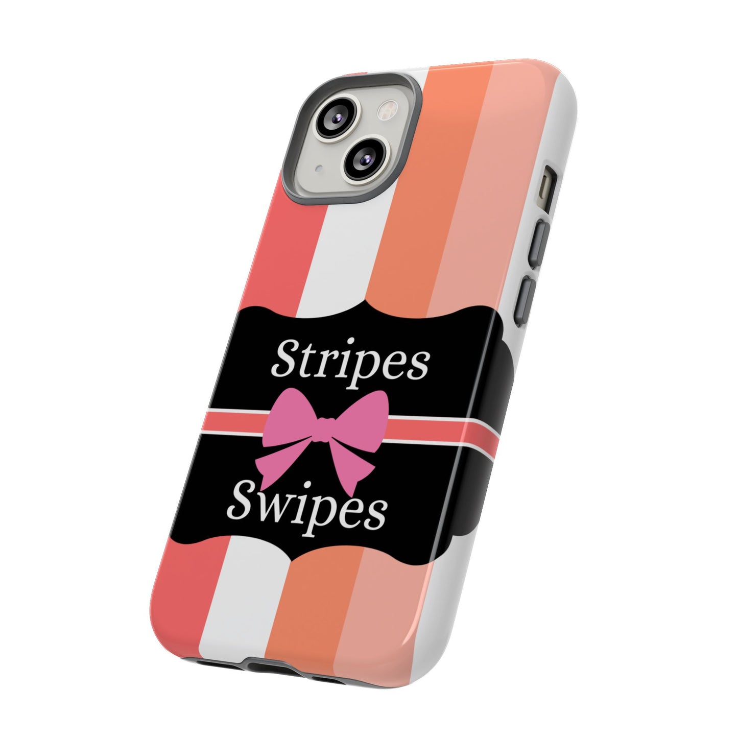 Phone Case iPhone 16/15/14 - Peachy Stripes & Swipes Tough Case