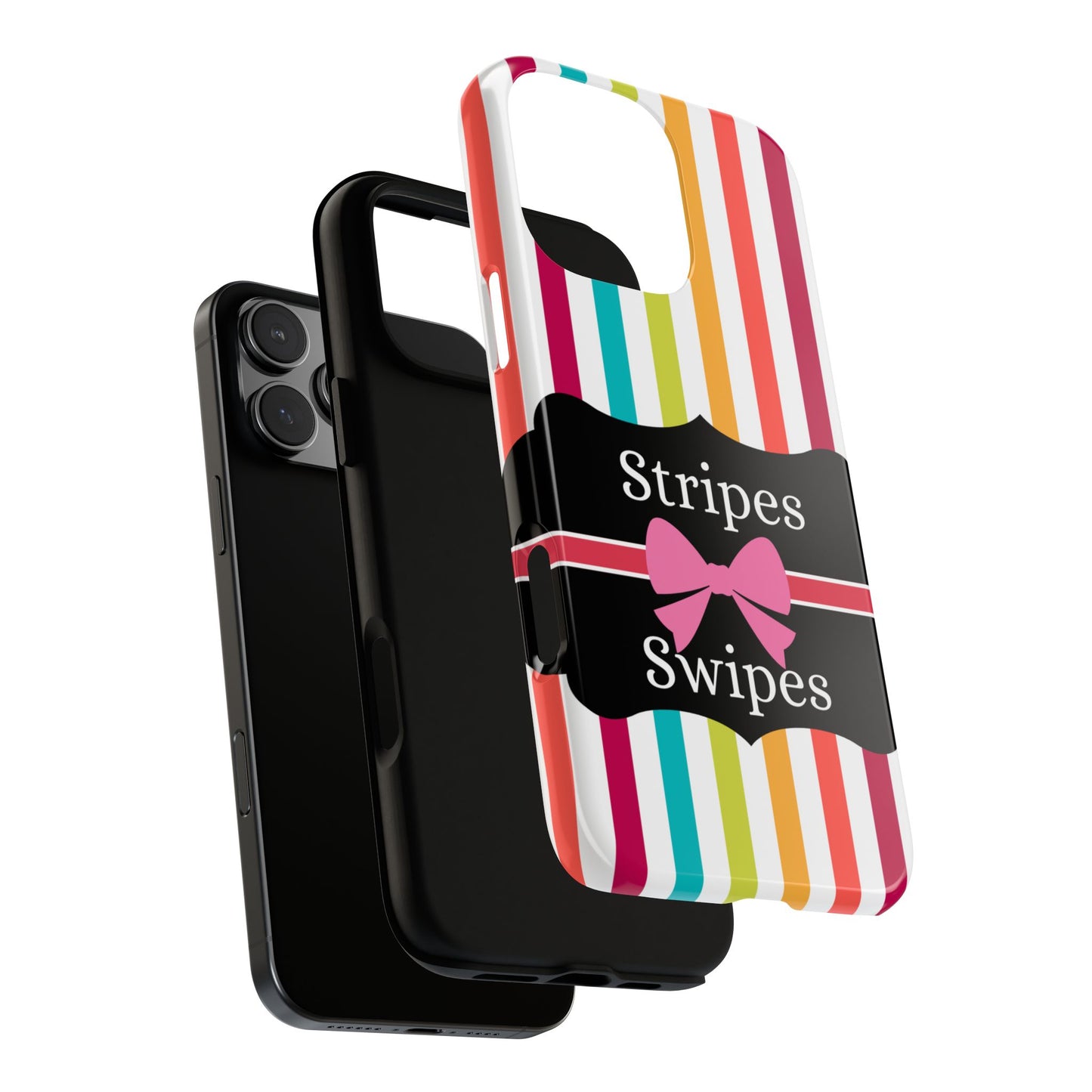 Phone Case iPhone 16/15/14 - Lollipop Stripes & Swipes Tough Case