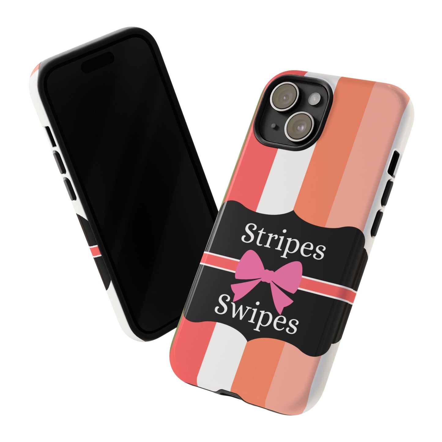 Phone Case iPhone 16/15/14 - Peachy Stripes & Swipes Tough Case