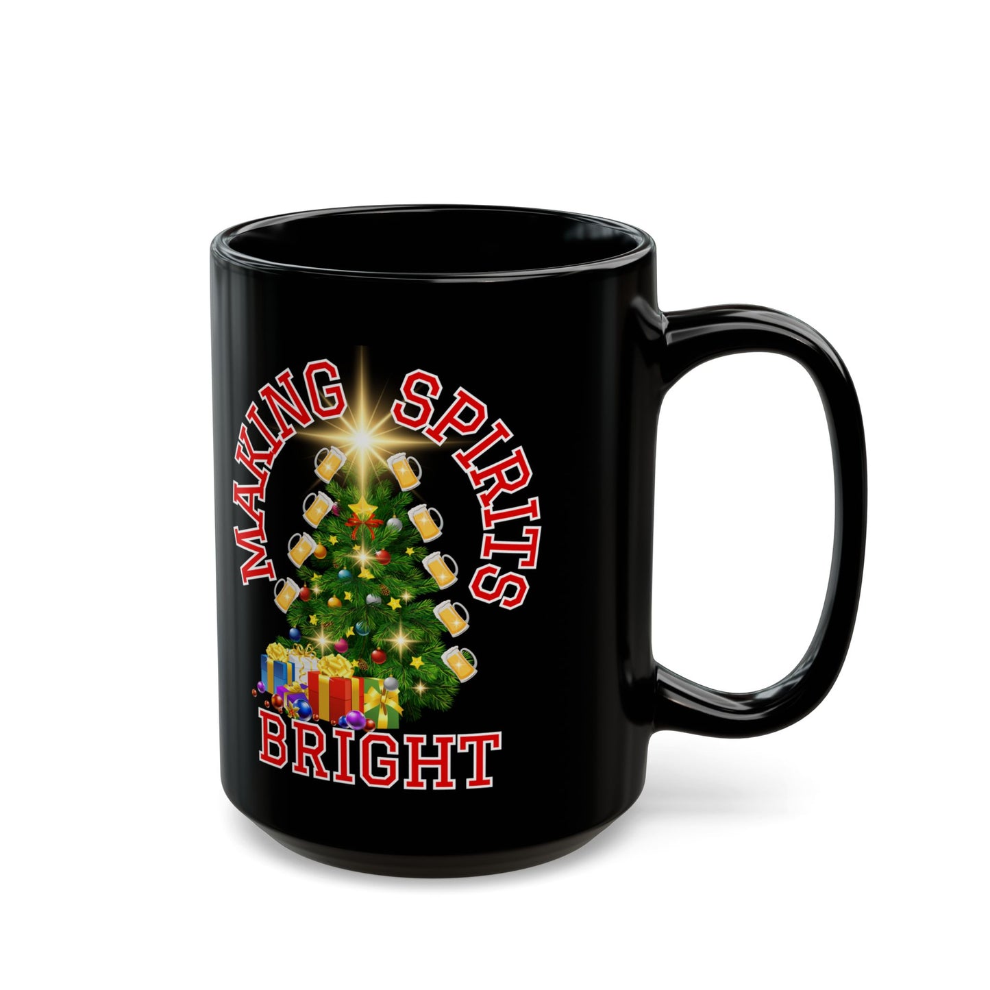 Making Spirits Bright - Black Mug, 15oz