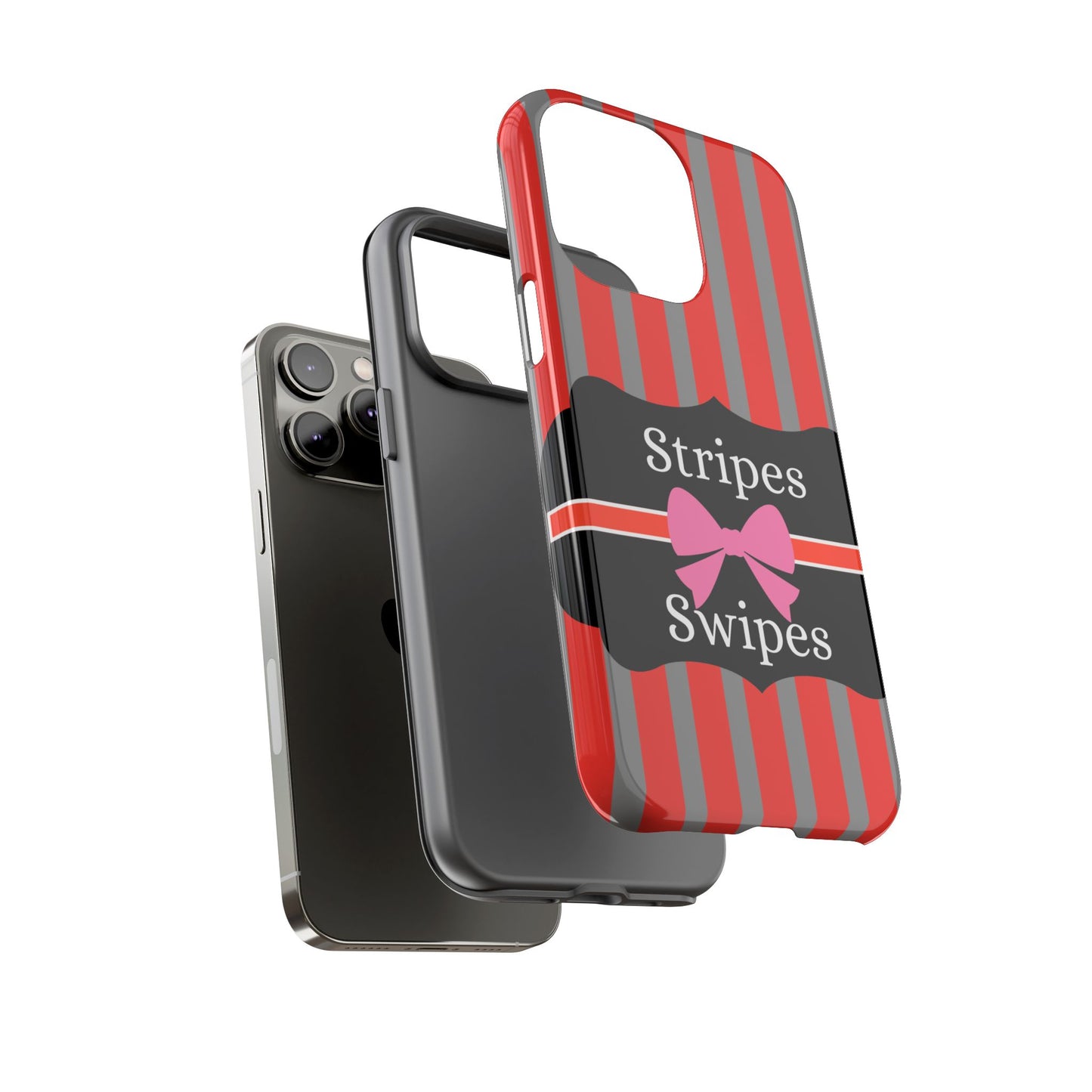 Phone Case iPhone 16/15/14 - Red/Gray Stripes & Swipes Tough Case