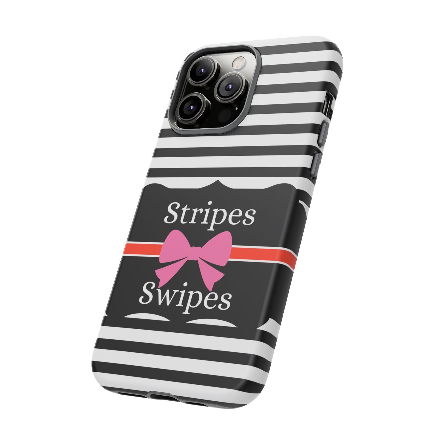 Phone Case iPhone 16/15/14 -Black/White/Red Stripes & Swipes Tough Case