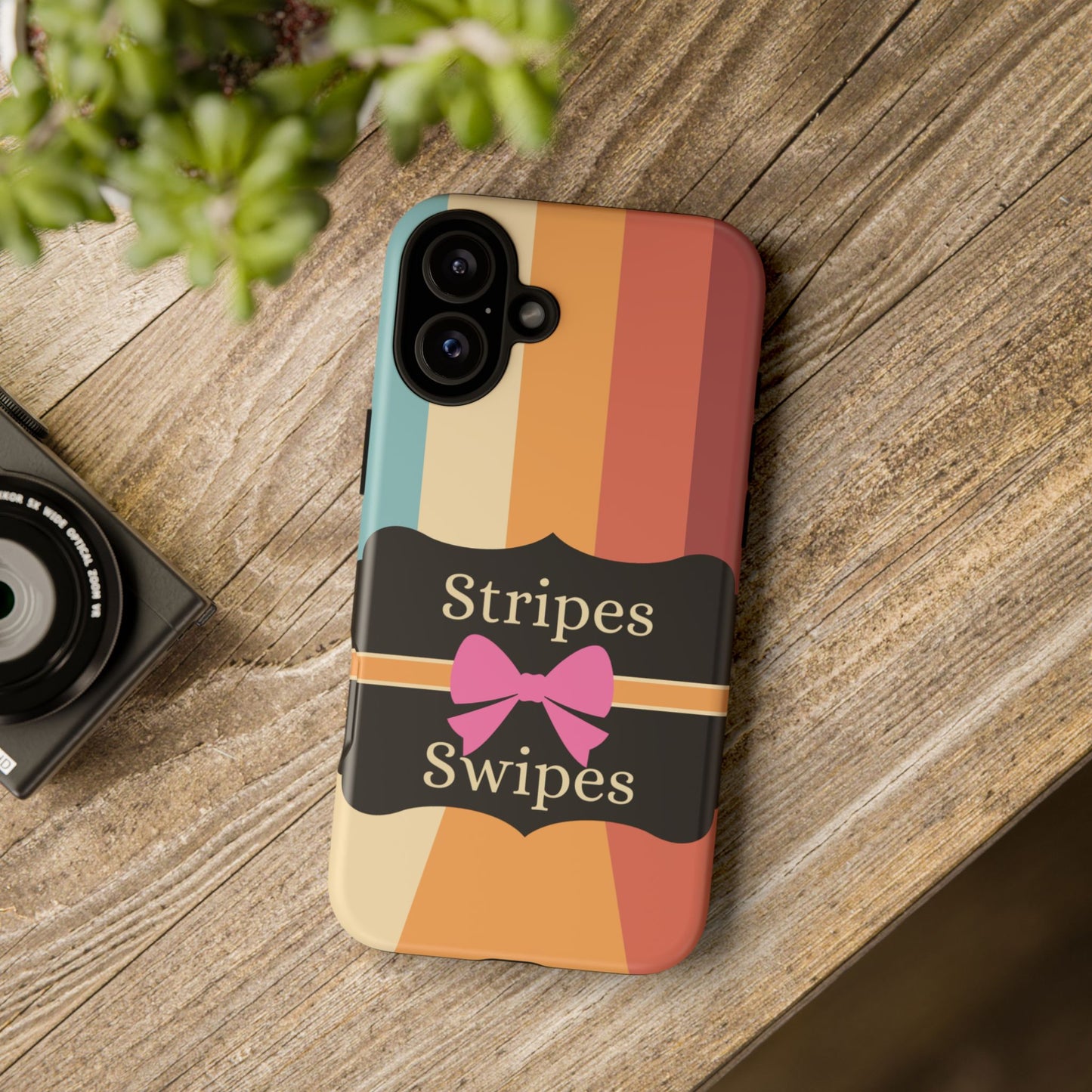 Phone Case iPhone 16/15/14 - Wall/Floor Stripes & Swipes Tough Case