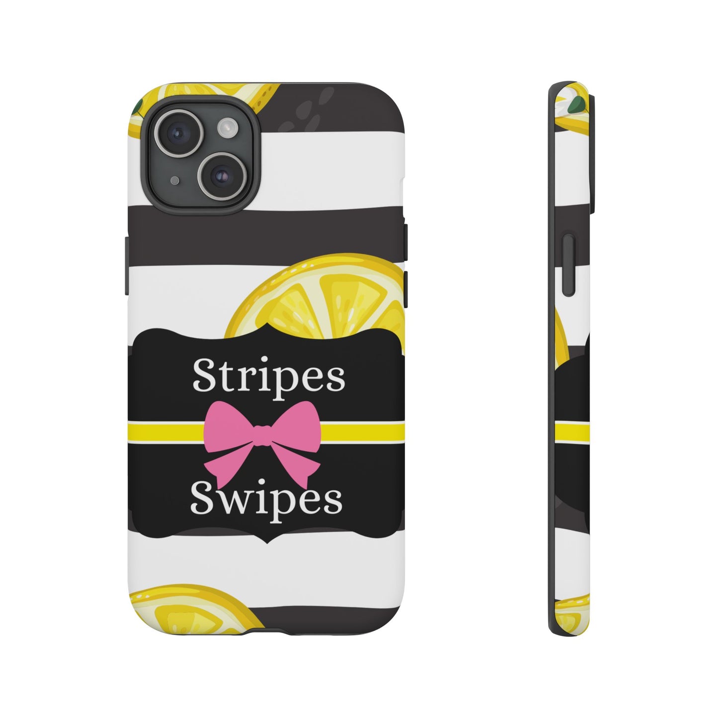 Phone Case iPhone 16/15/14 - Lemony Stripes & Swipes Tough Case