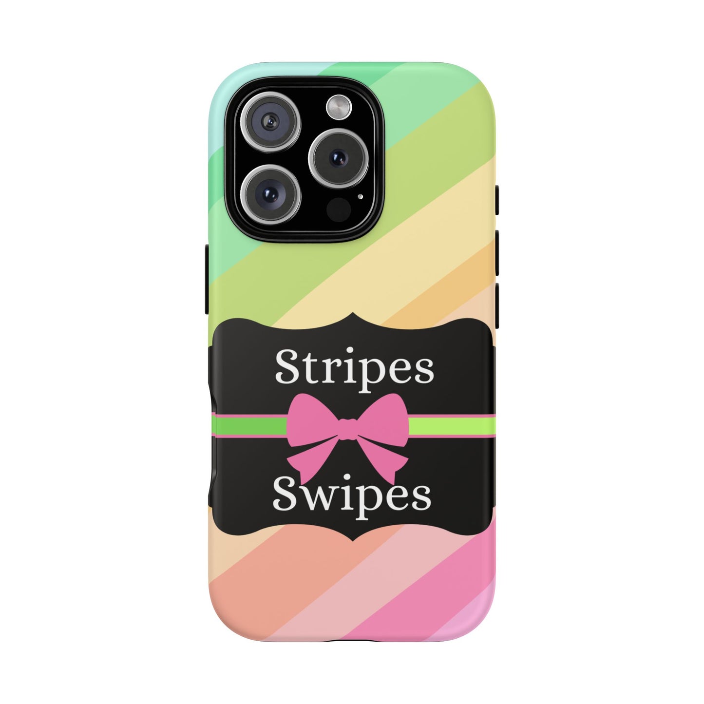 Phone Case iPhone 16/15/14 - Diagonal Pastel Stripes & Swipes Tough Case