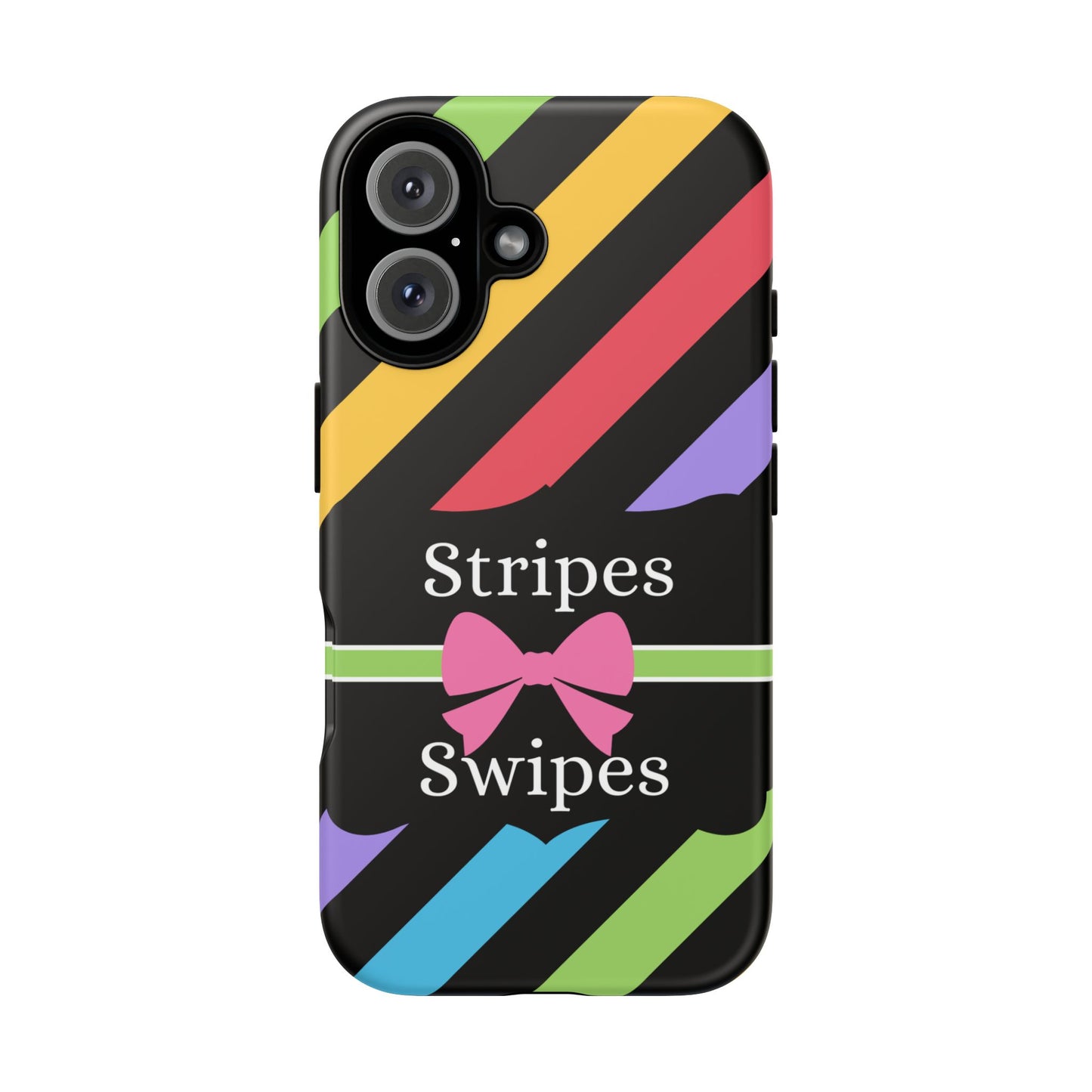 Phone Case iPhone 16/15/14 - Diagonal Vivid Black Stripes & Swipes Tough Case