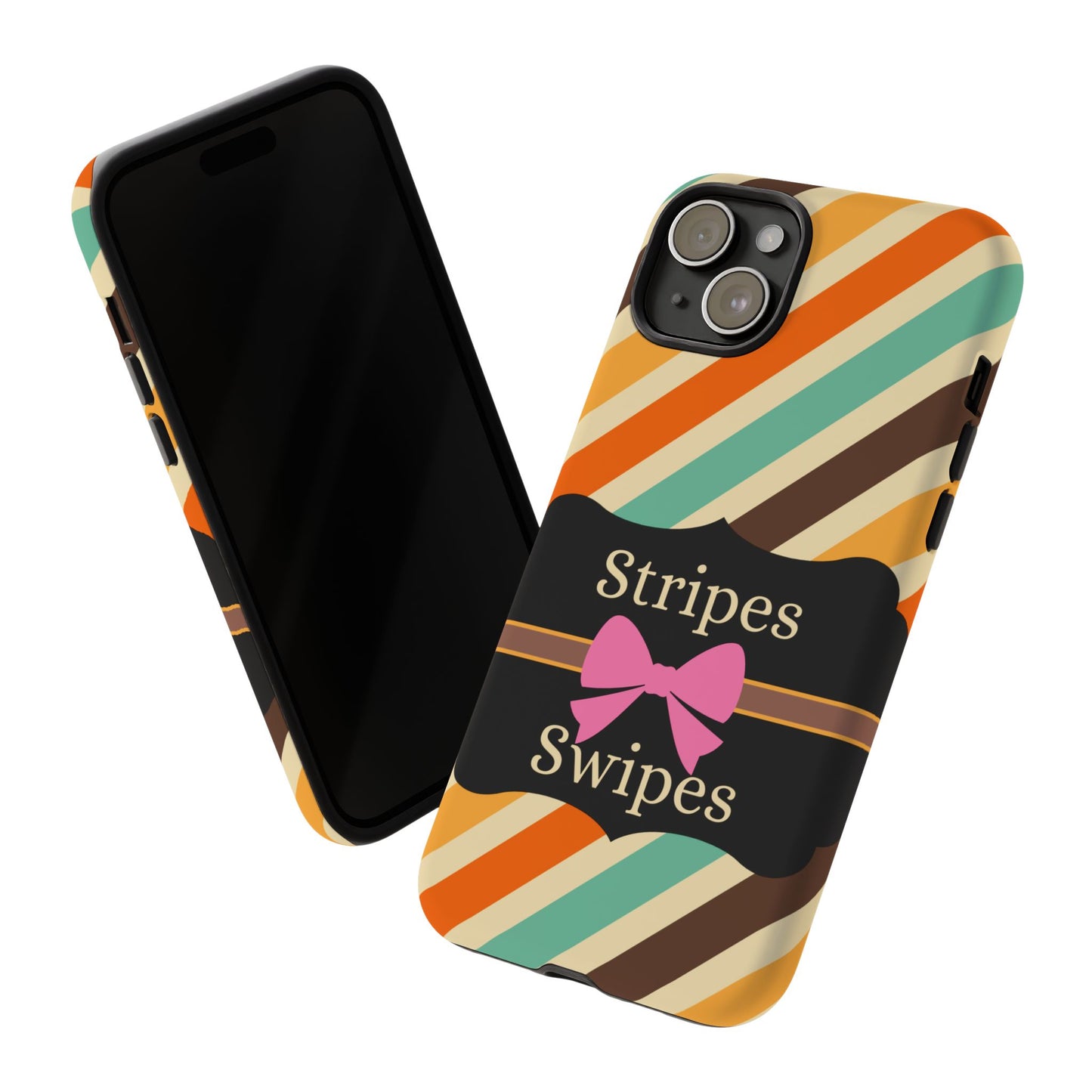 Phone Case iPhone 16/15/14 - Diagonal Retro Stripes & Swipes Tough Case