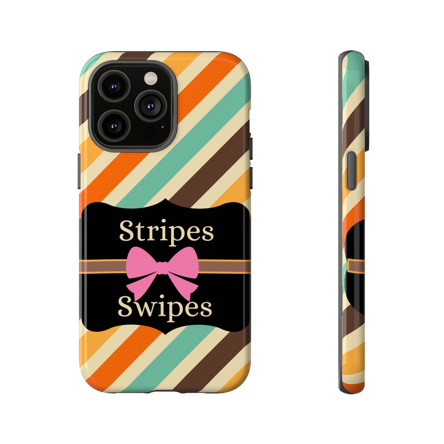 Phone Case iPhone 16/15/14 - Diagonal Retro Stripes & Swipes Tough Case