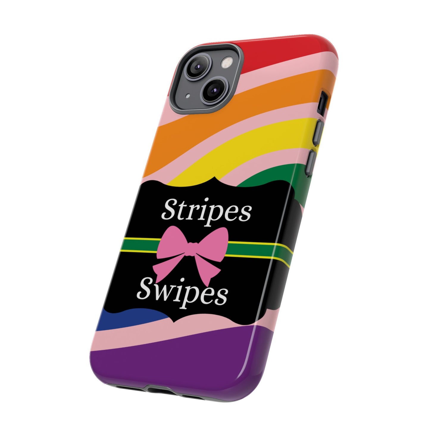 Phone Case iPhone 16/15/14 - Wavy Vivid/Pink Stripes & Swipes Tough Case