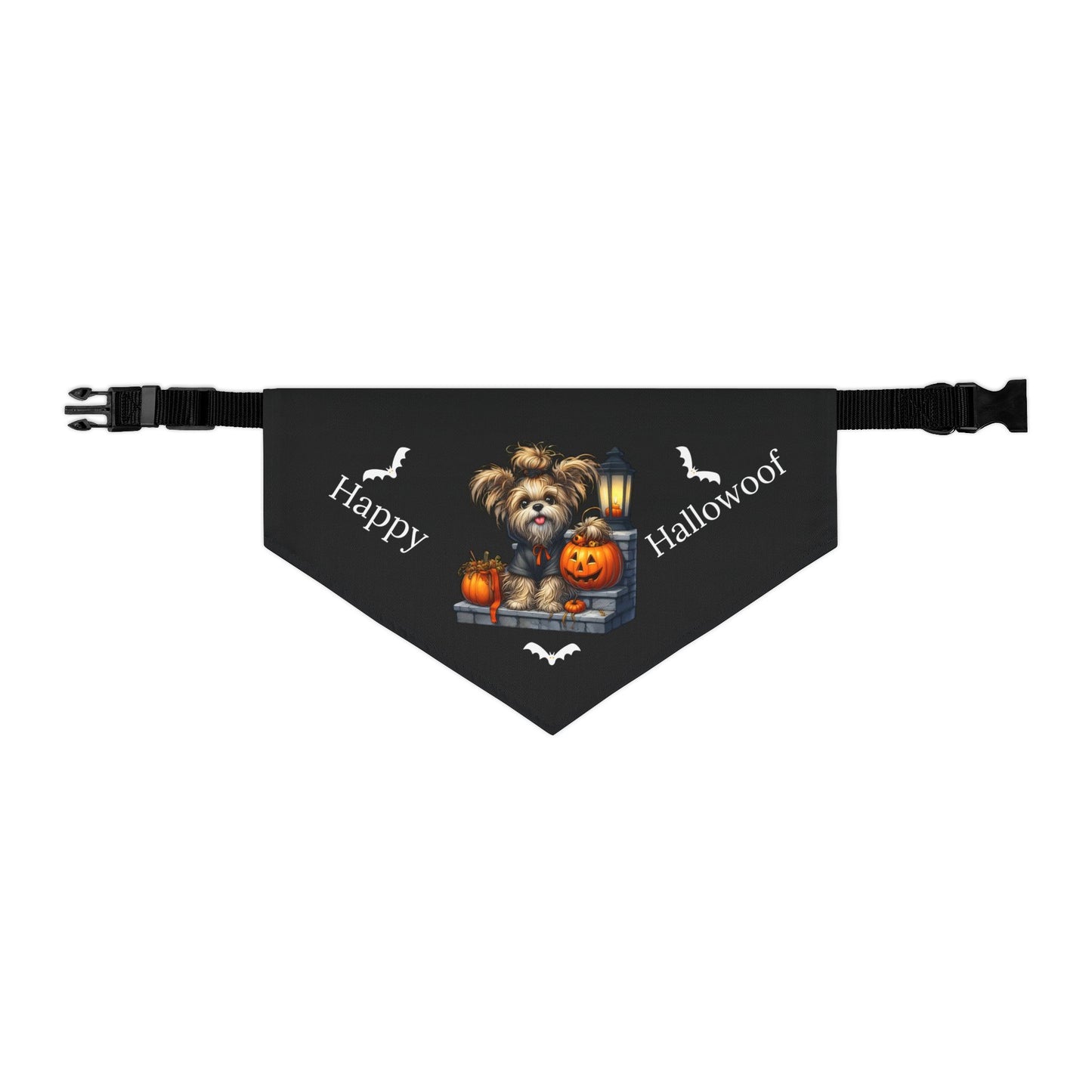 Happy "Hallowoof" - LARGE Pet Bandana Collar BLACK 09