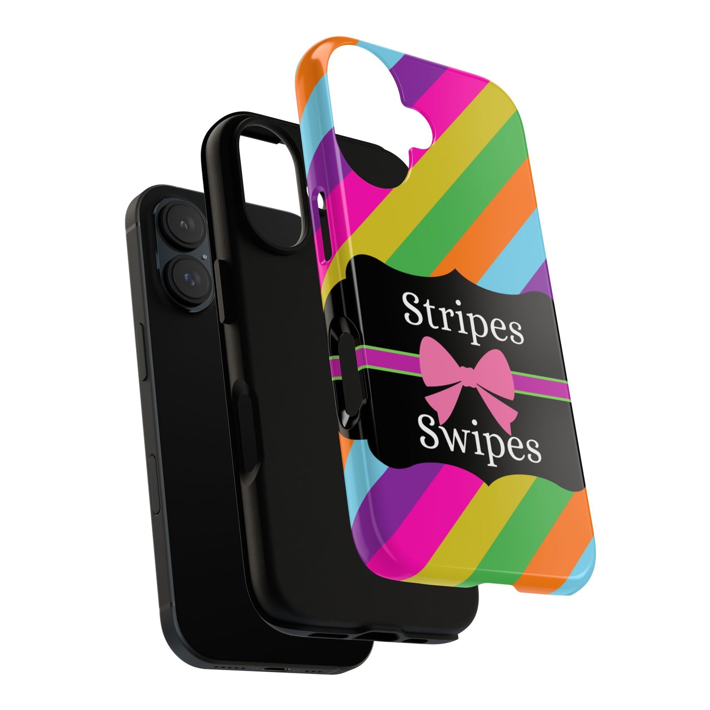 Phone Case iPhone 16/15/14 - Diagonal Vivid Stripes & Swipes Tough Case