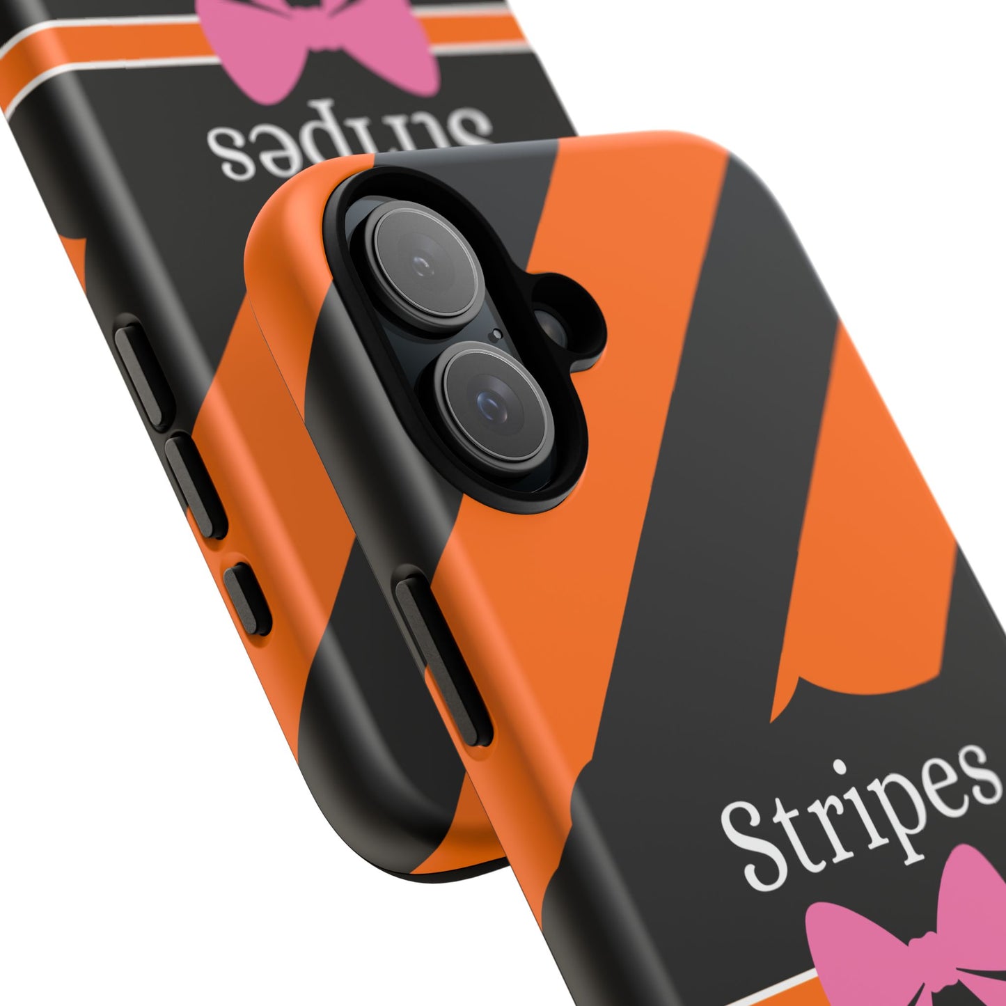 Phone Case iPhone 16/15/14 - Orange/Black Stripes & Swipes Tough Case