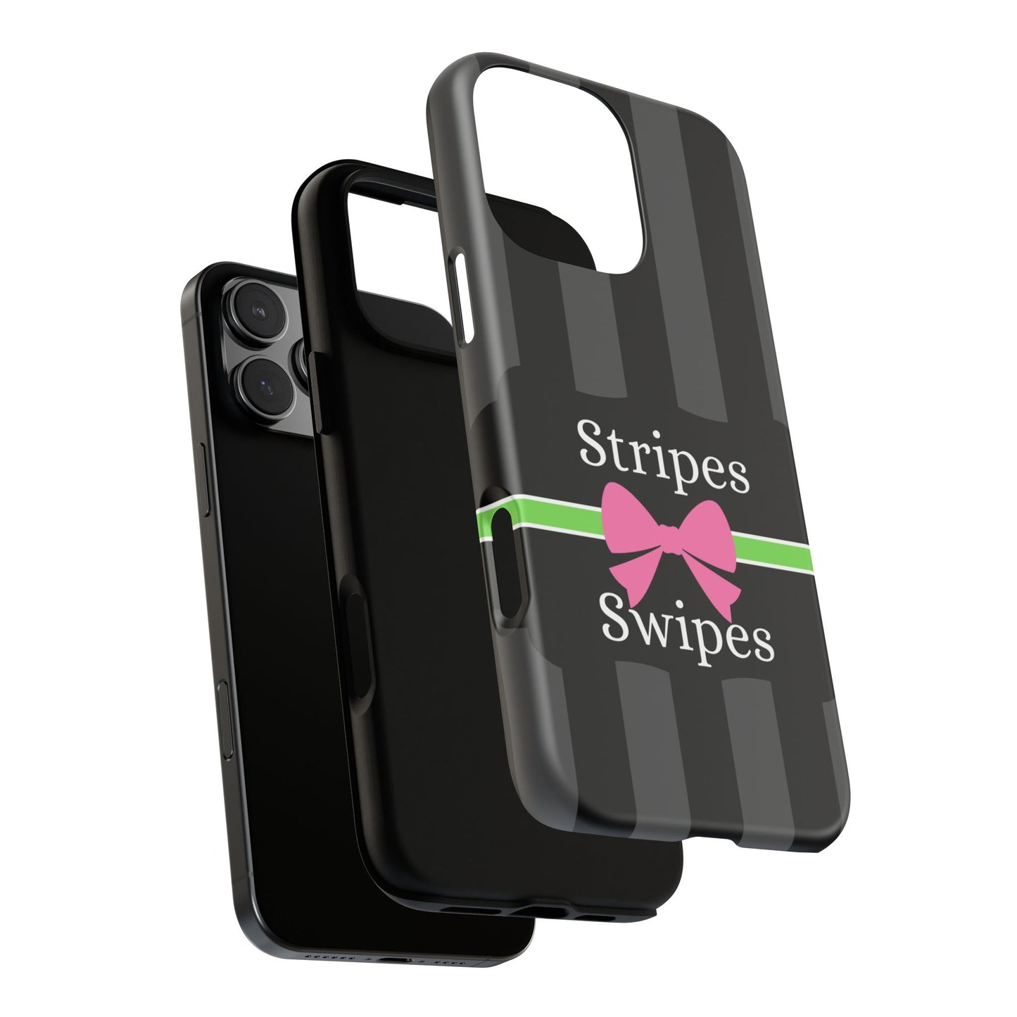 Phone Case iPhone 16/15/14 - Gray/Pink Stripes & Swipes Tough Case