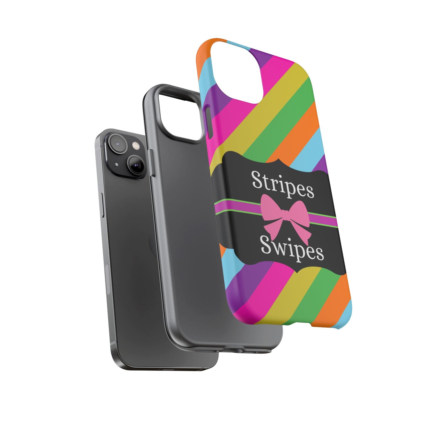 Phone Case iPhone 16/15/14 - Diagonal Vivid Stripes & Swipes Tough Case