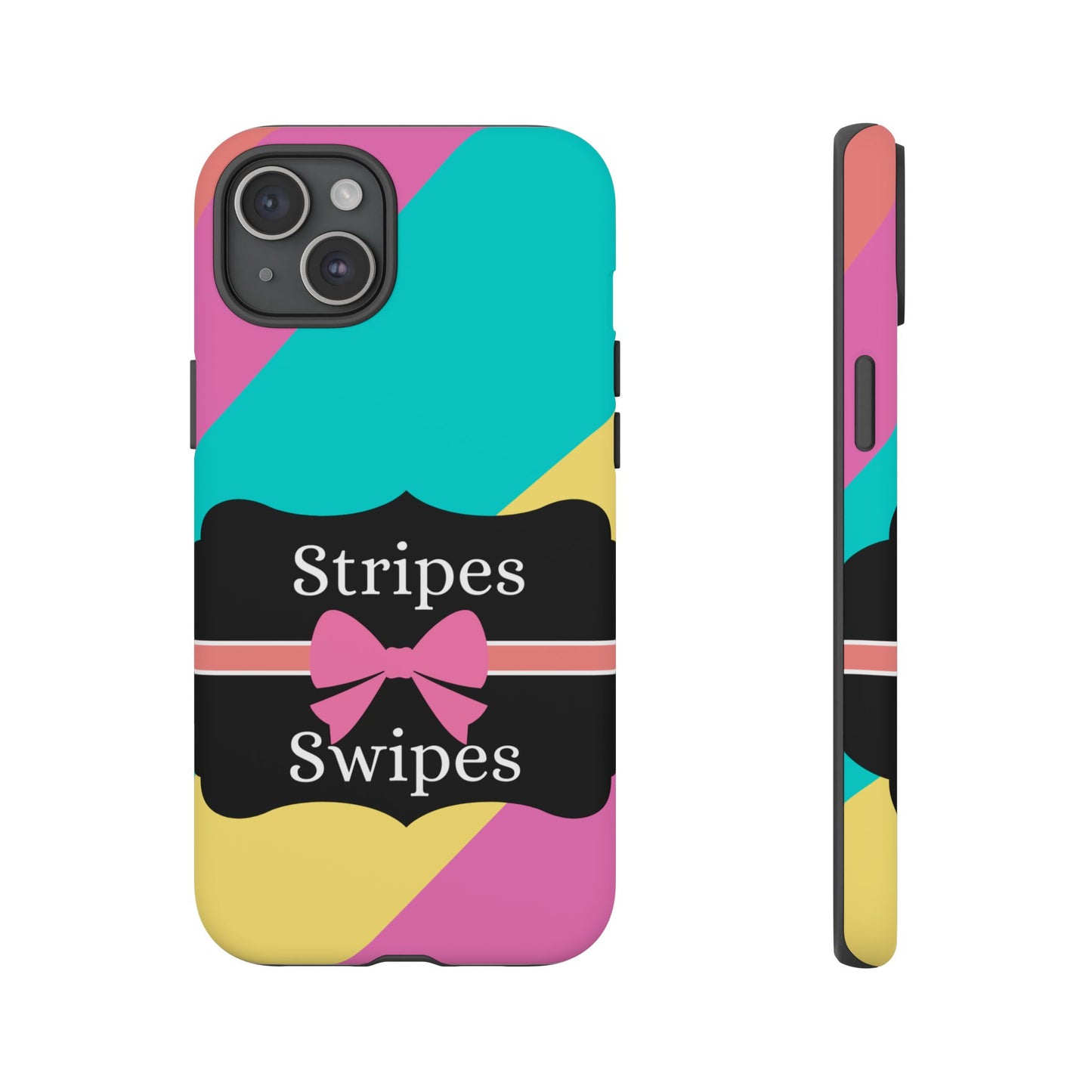 Phone Case iPhone 16/15/14 - Cotton Candy Stripes & Swipes Tough Case