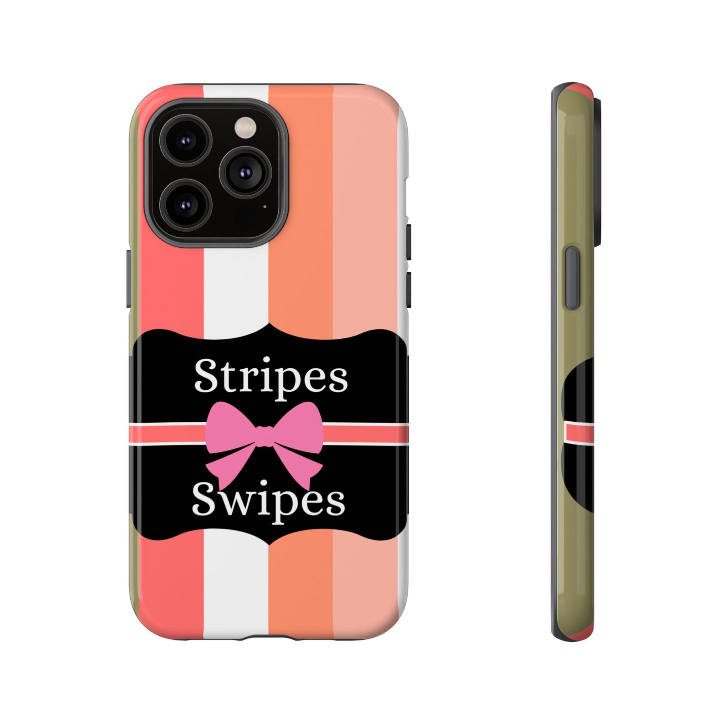 Phone Case iPhone 16/15/14 - Peachy Stripes & Swipes Tough Case