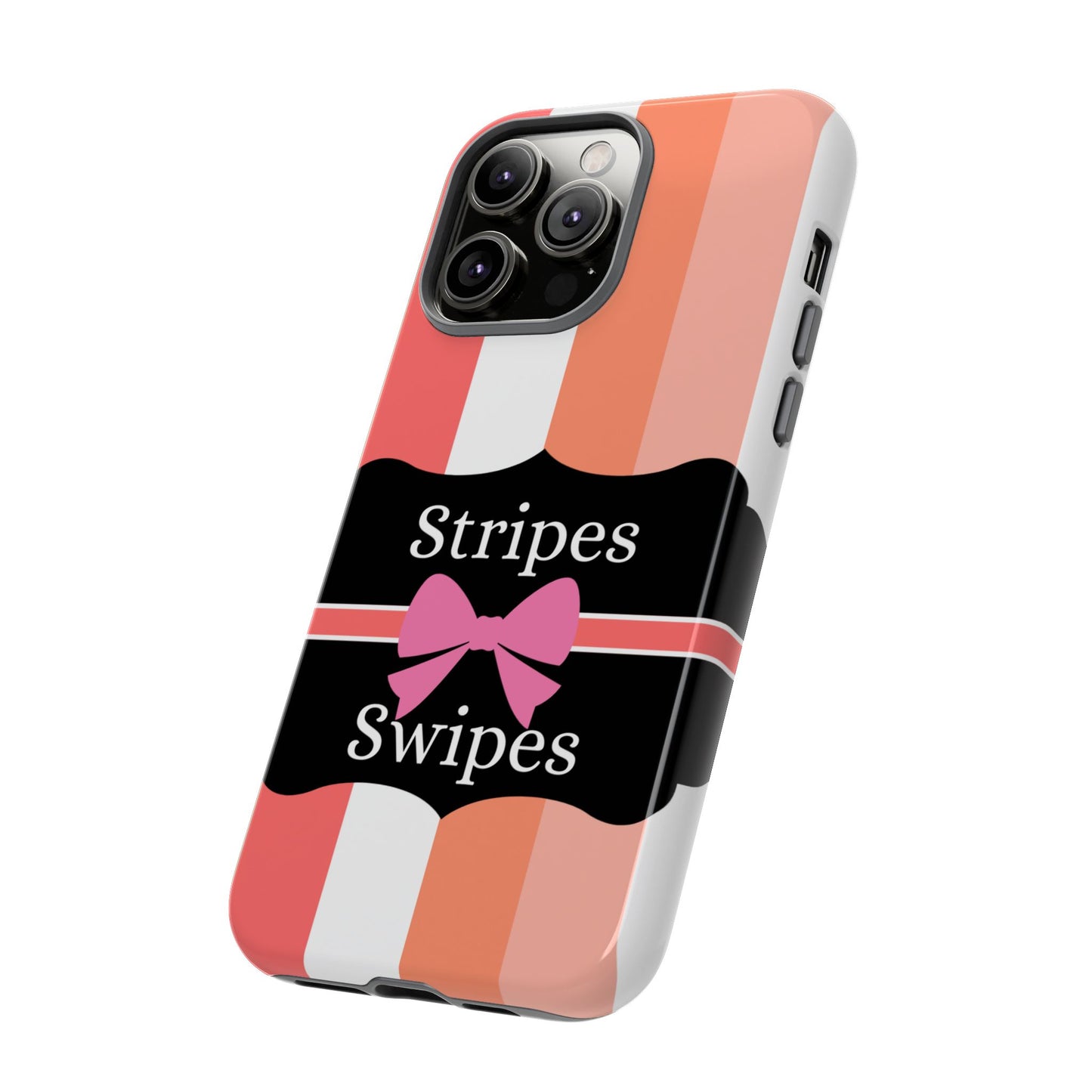 Phone Case iPhone 16/15/14 - Peachy Stripes & Swipes Tough Case