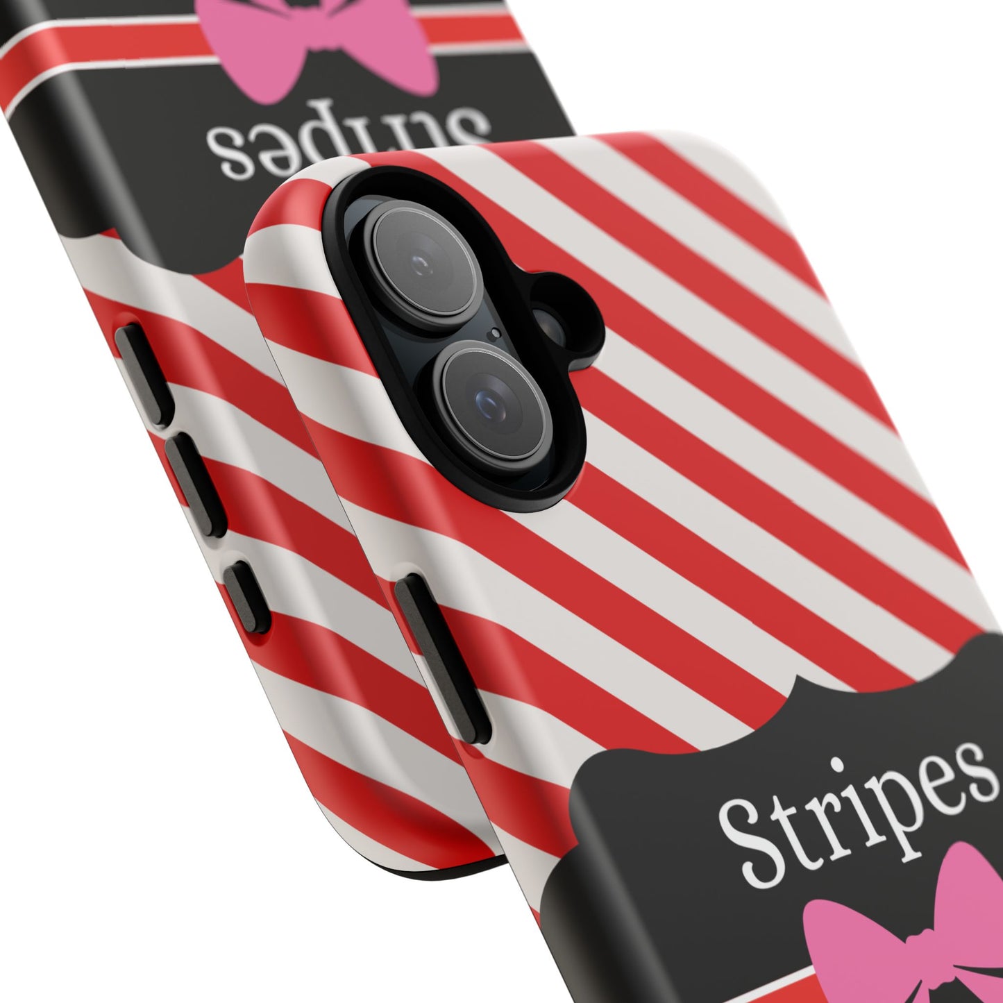 Phone Case iPhone 16/15/14 - Red/White Stripes & Swipes Tough Case