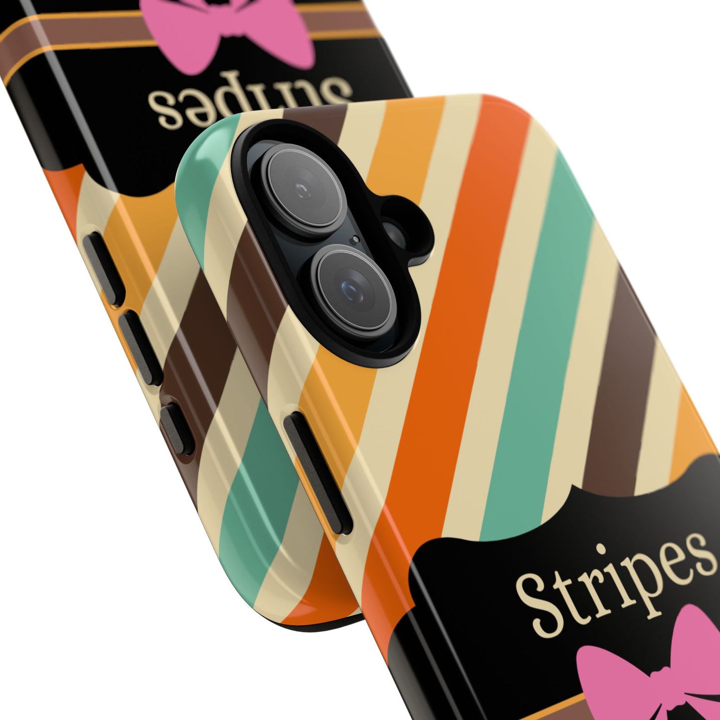 Phone Case iPhone 16/15/14 - Diagonal Retro Stripes & Swipes Tough Case