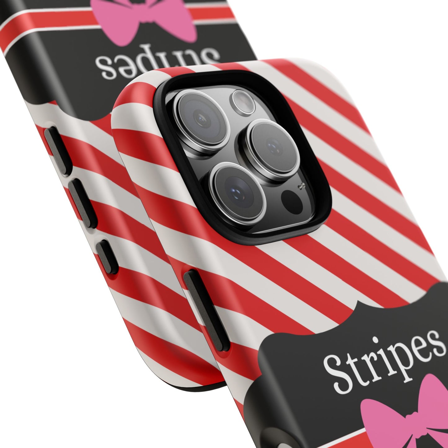 Phone Case iPhone 16/15/14 - Red/White Stripes & Swipes Tough Case