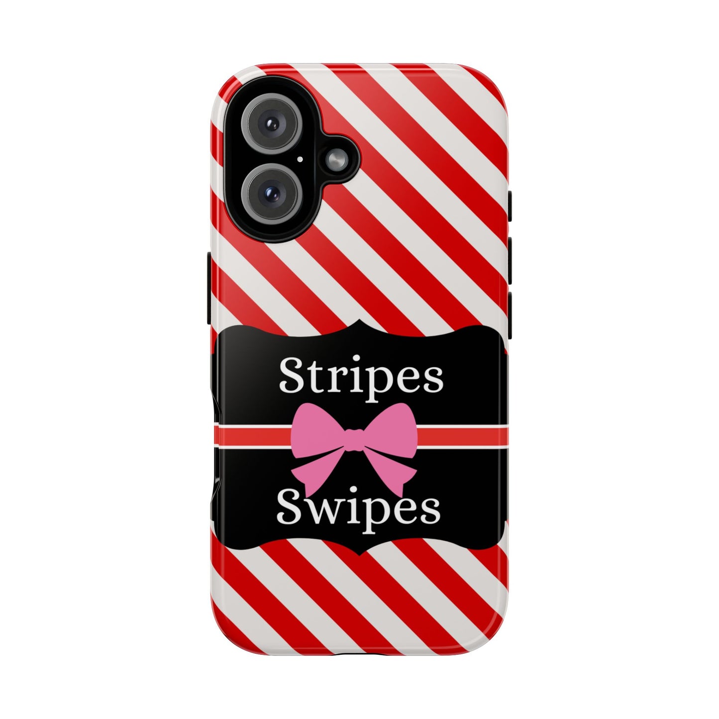 Phone Case iPhone 16/15/14 - Red/White Stripes & Swipes Tough Case