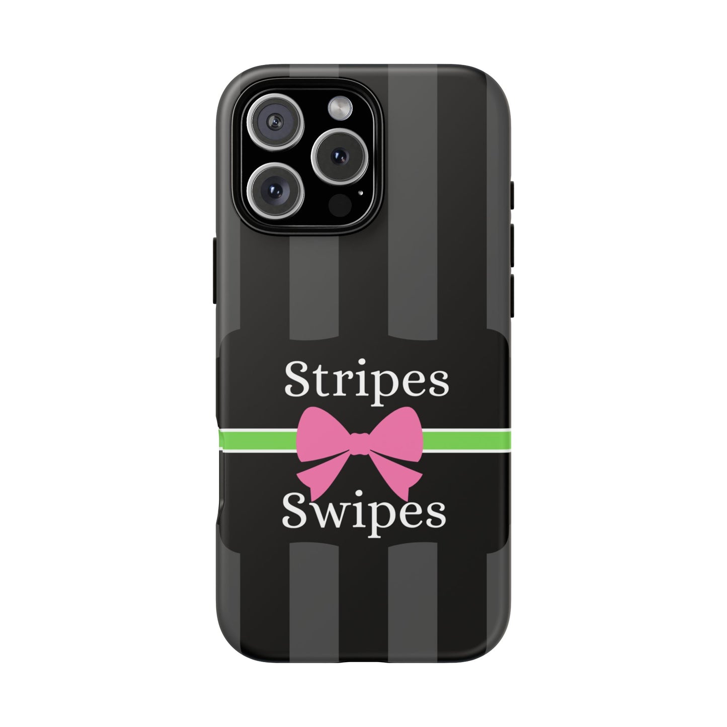 Phone Case iPhone 16/15/14 - Gray/Pink Stripes & Swipes Tough Case